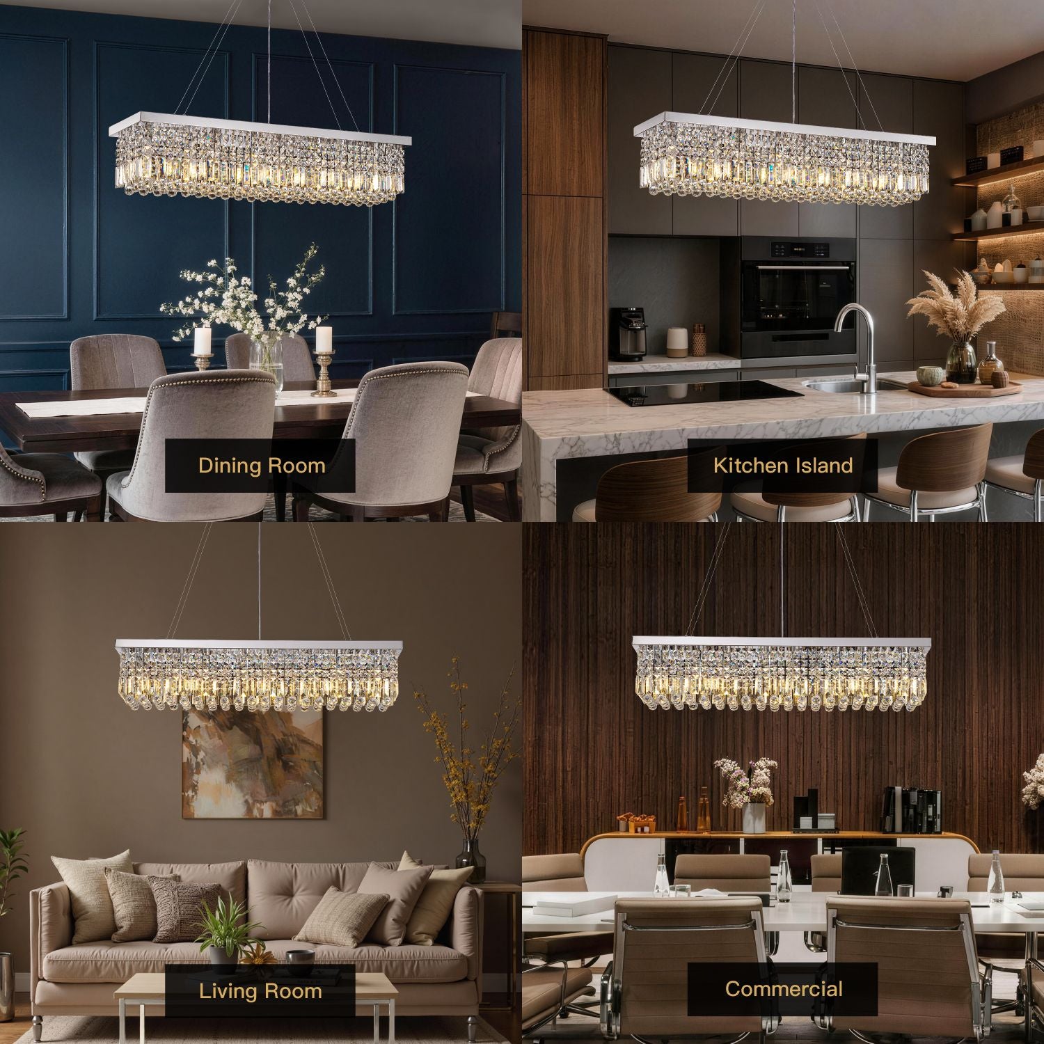 astra modern luxury chrome k9 crystal rectangular crystal raindrop chandelier for dining room living room and kitchen island