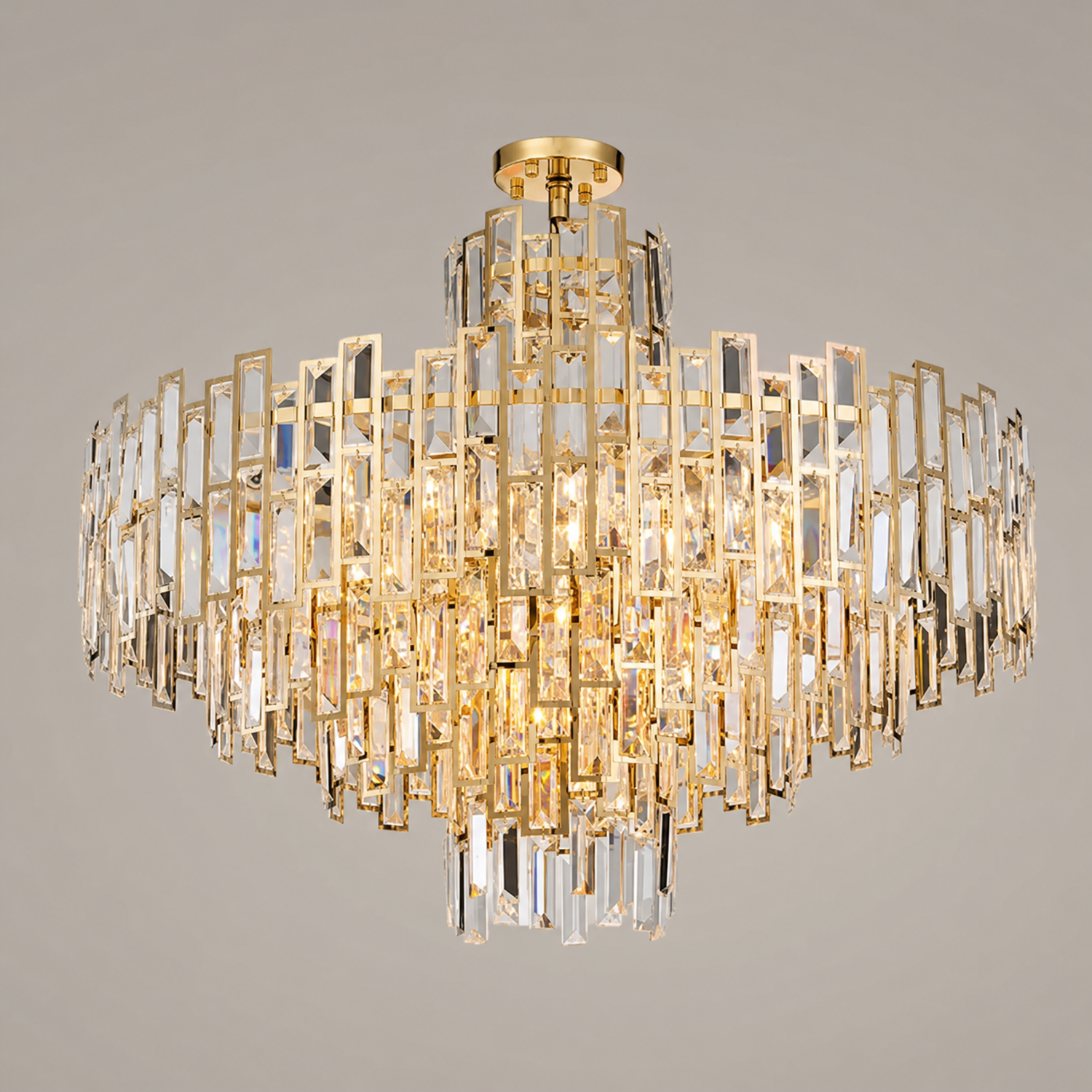 Aurelisse Luxury Gold Crystal Tiered Round Chandelier 100cm product view