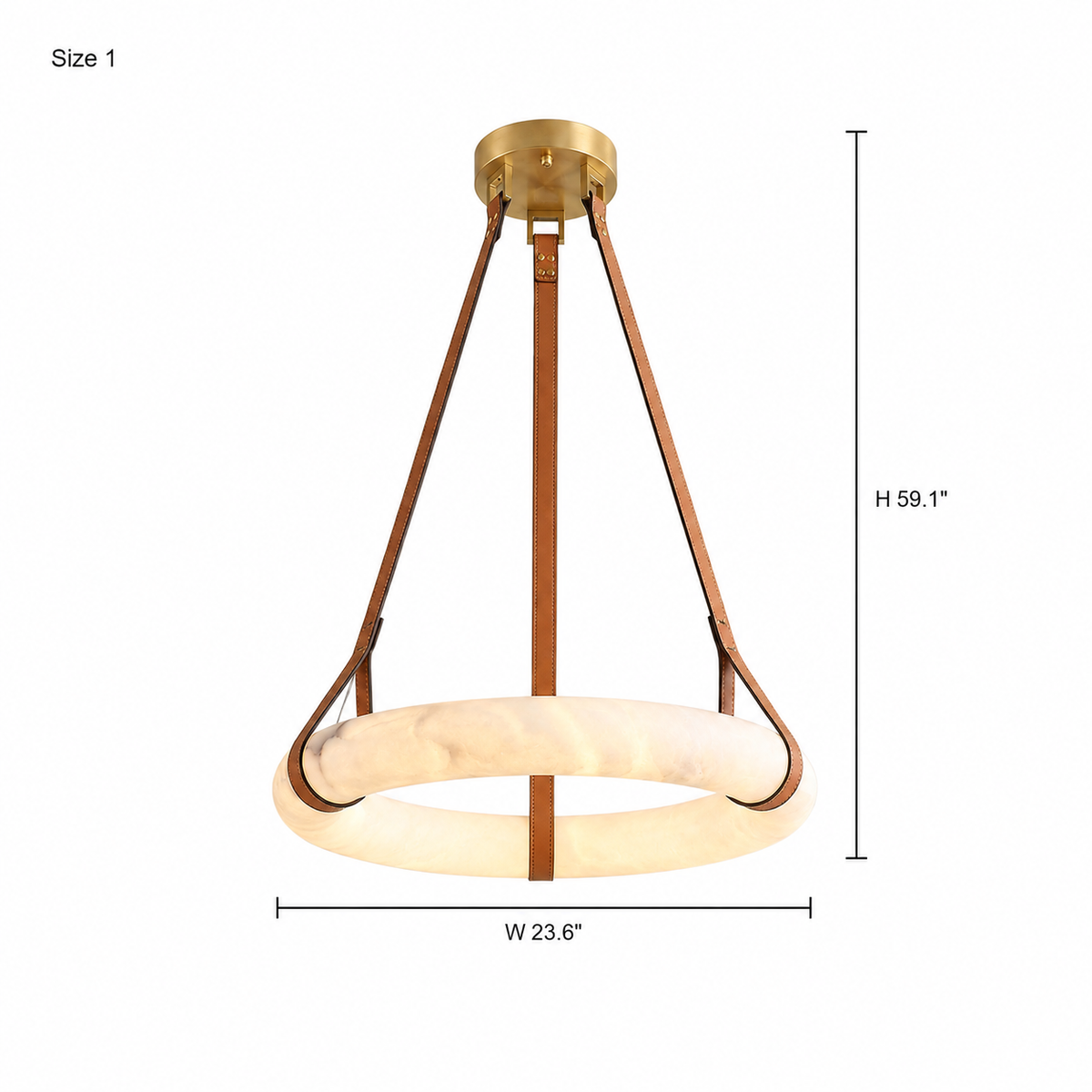 aurestra gold alabaster leather ring chandelier 24 inch size