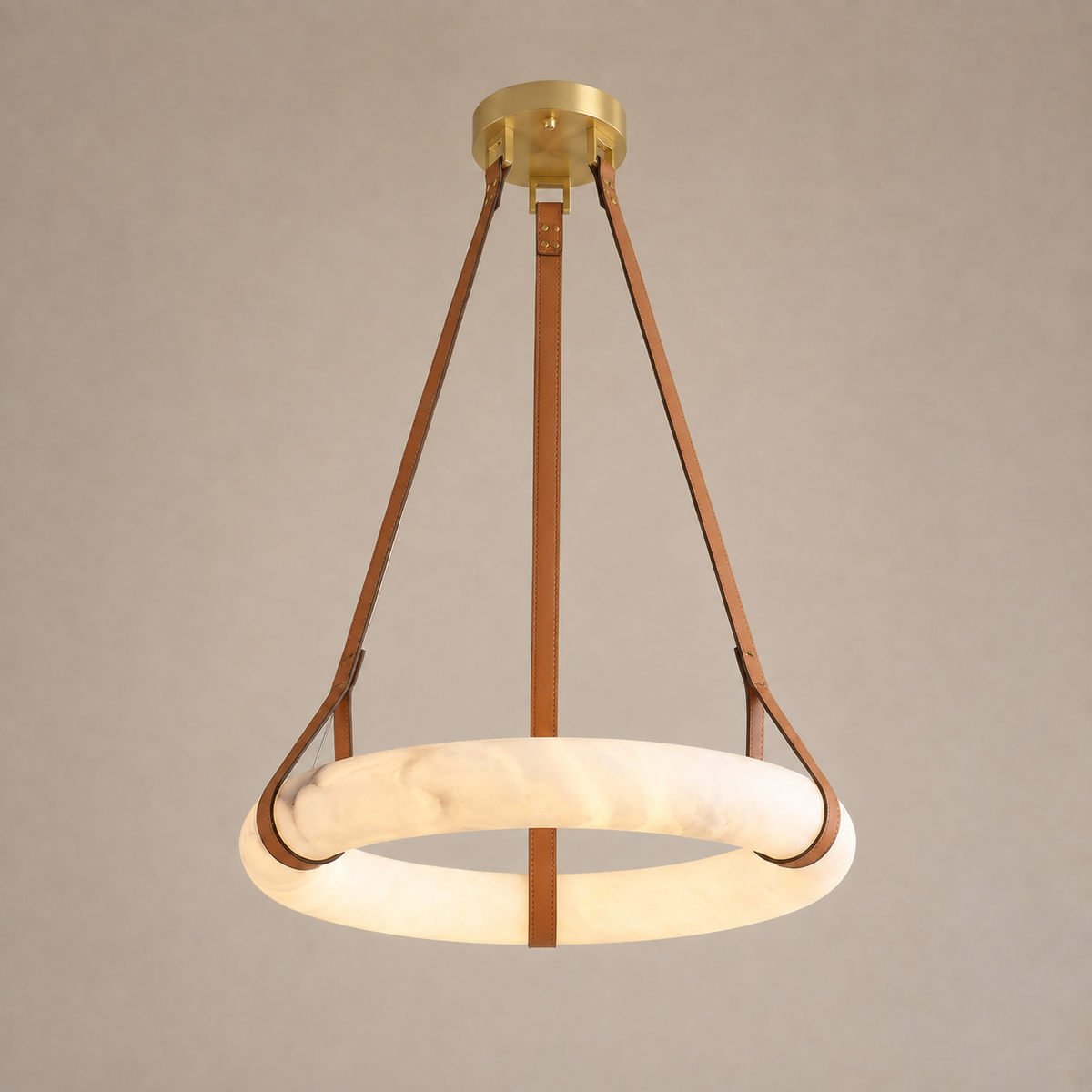 aurestra gold alabaster leather ring chandelier 24 inch
