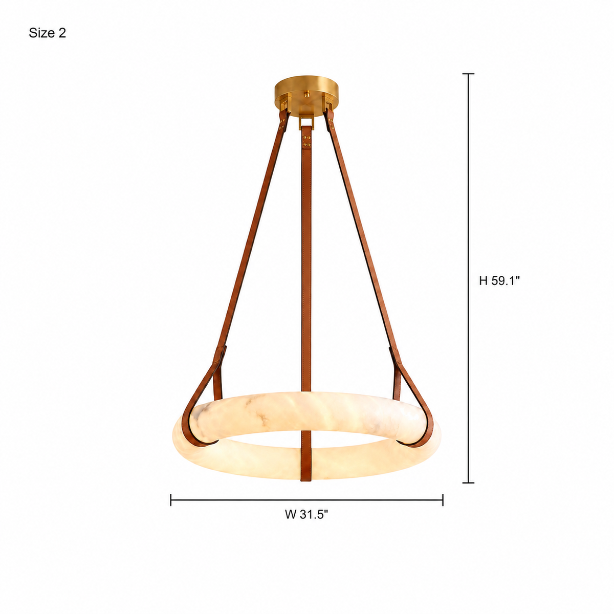 aurestra gold alabaster leather ring chandelier 32 inch size
