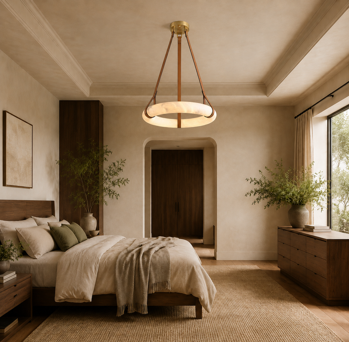 aurestra gold alabaster leather ring chandelier bedroom