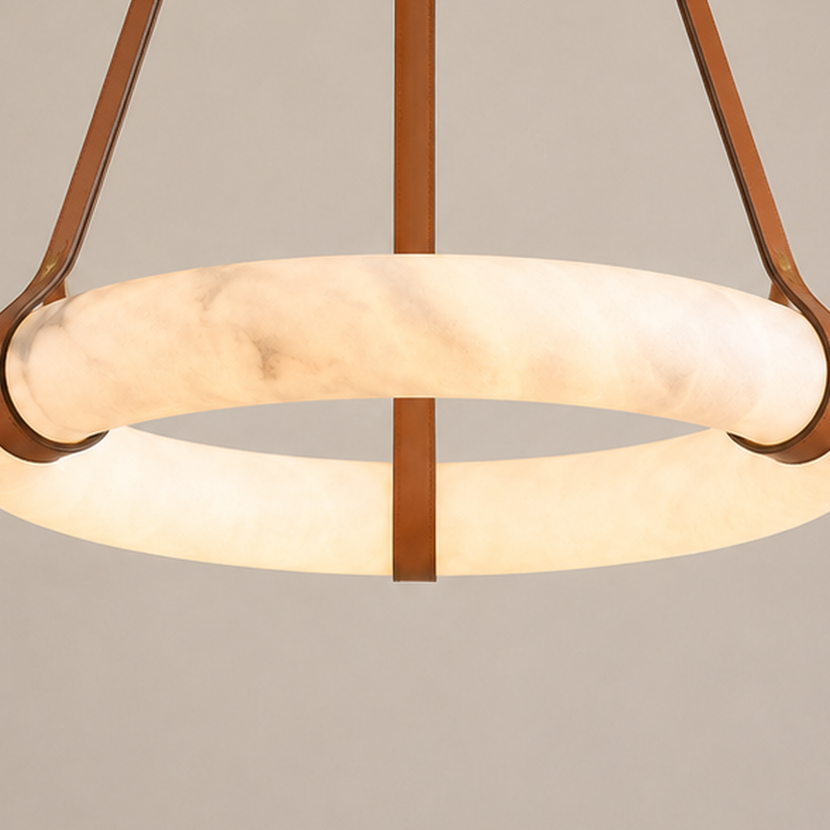 aurestra gold alabaster leather ring chandelier detail