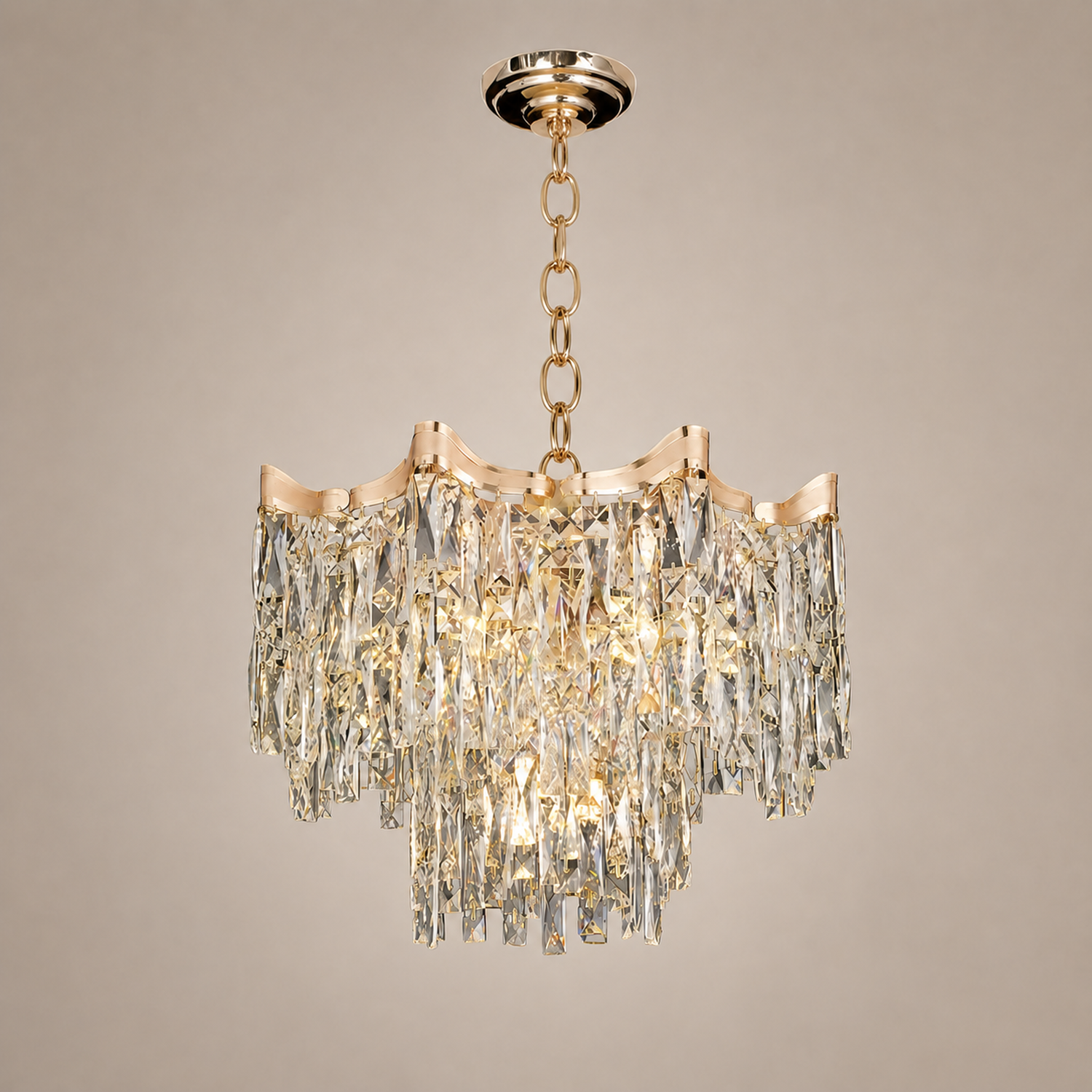 Aurevane luxury gold crystal tiered empire chandelier