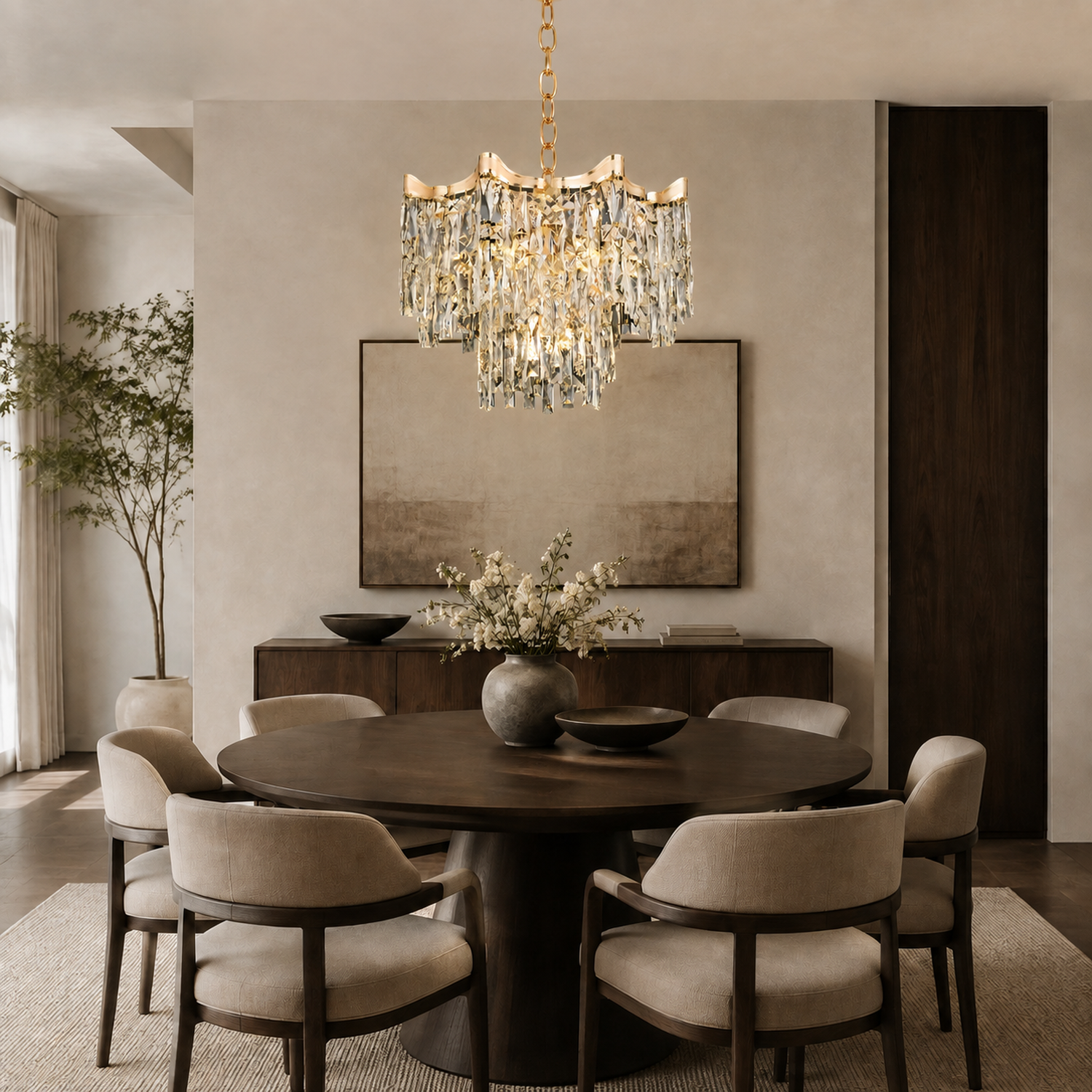 Aurevane luxury gold crystal tiered empire chandelier