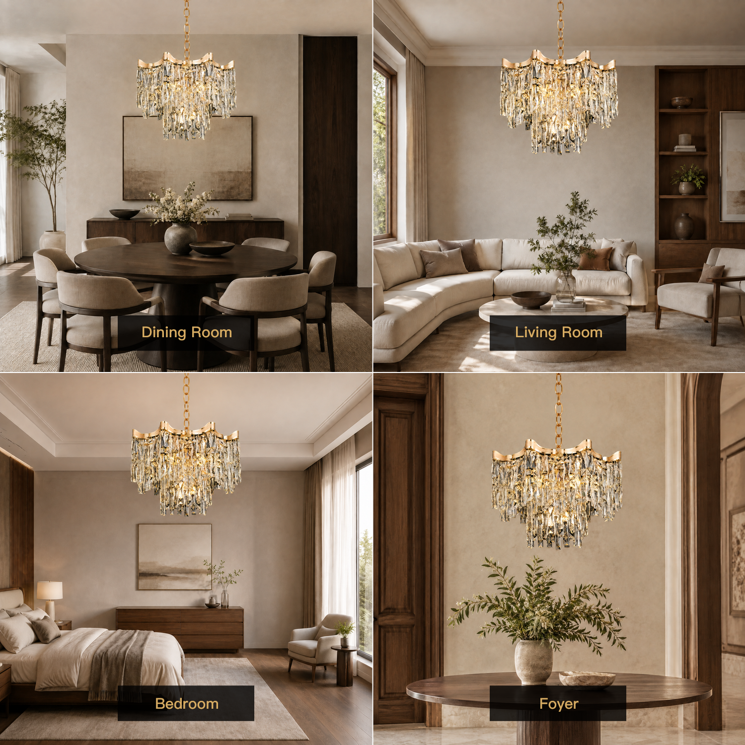 Aurevane luxury gold crystal tiered empire chandelier