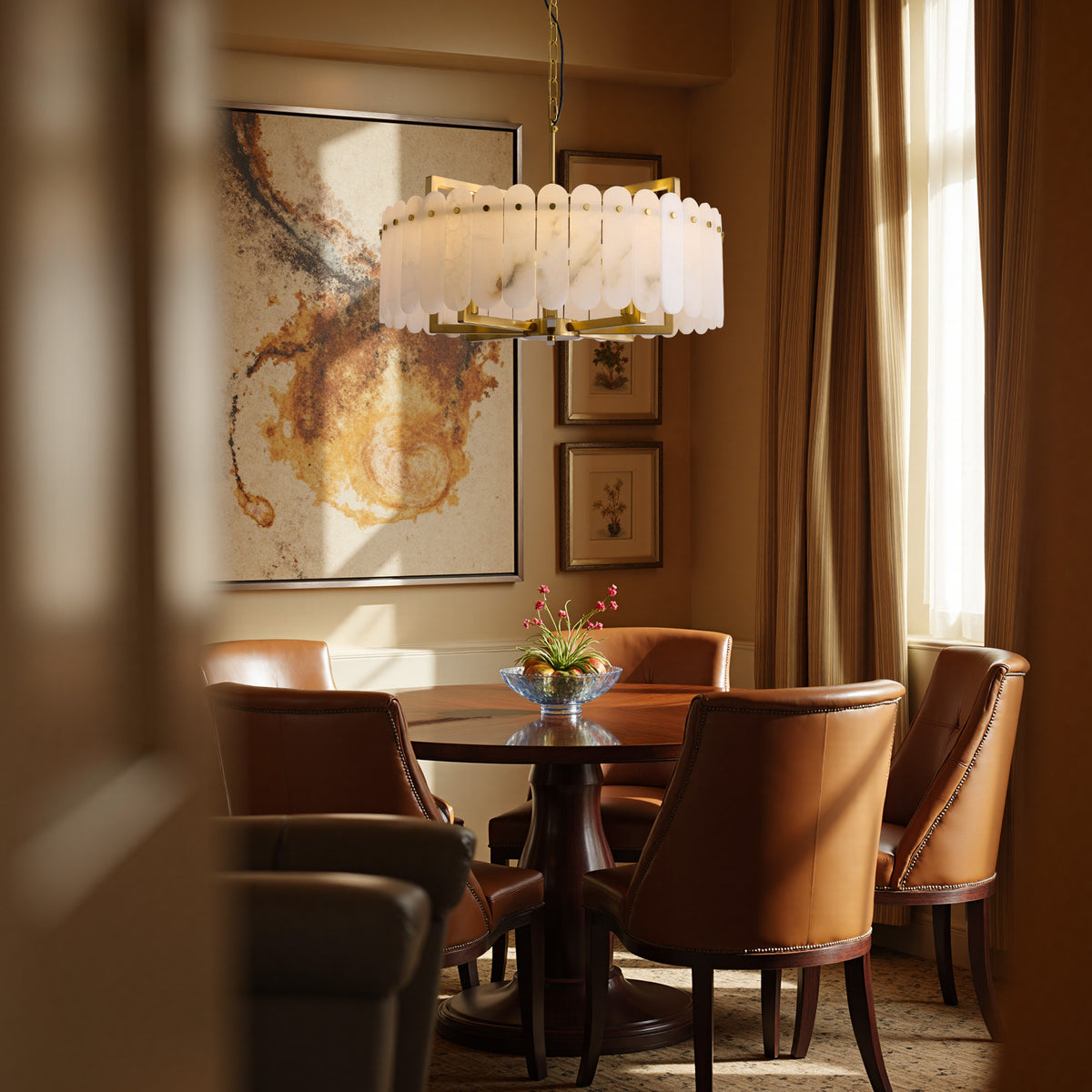 caldria-modern-luxury-alabaster-round-drum-chandelier-dining-room-sofary-lighting