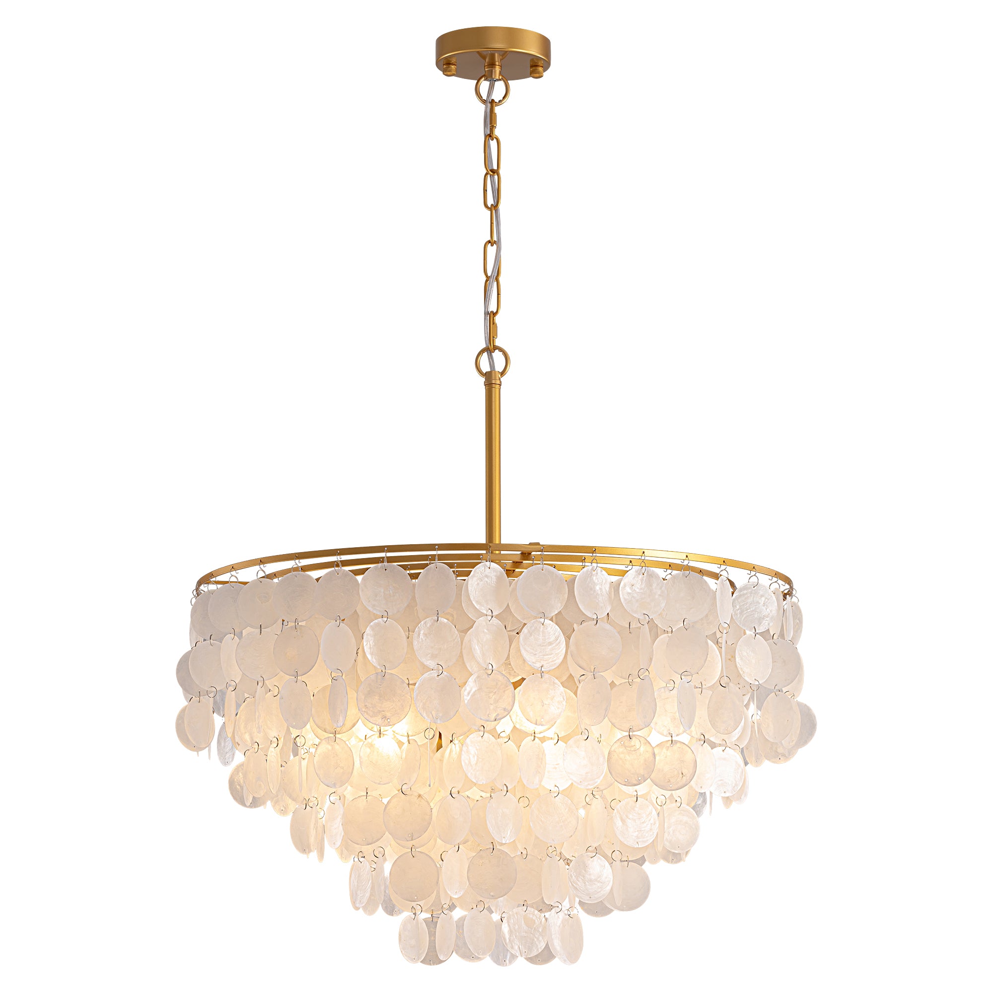 calista-coastal-gold-shell-tiered-disc-chandelier-white-background-sofary-lighting