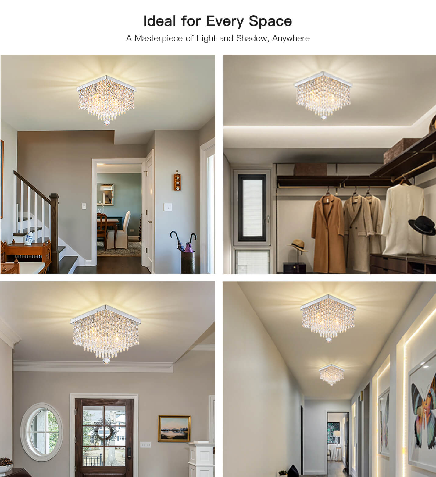 Modern Crystal Flush Mount Ceiling Light | Sofary Lighting