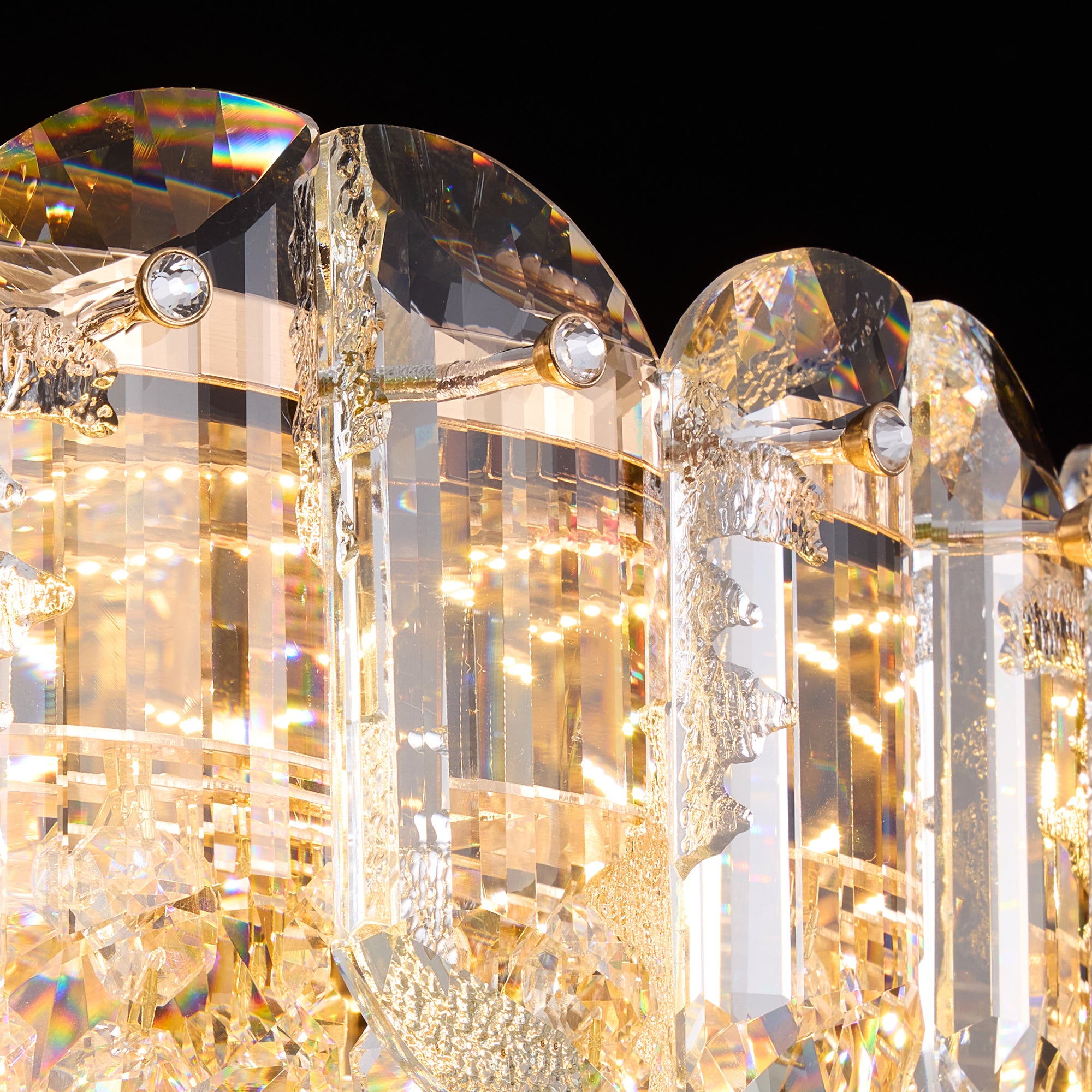Corvenza Modern Luxury Gold Crystal Tiered Round Chandelier
