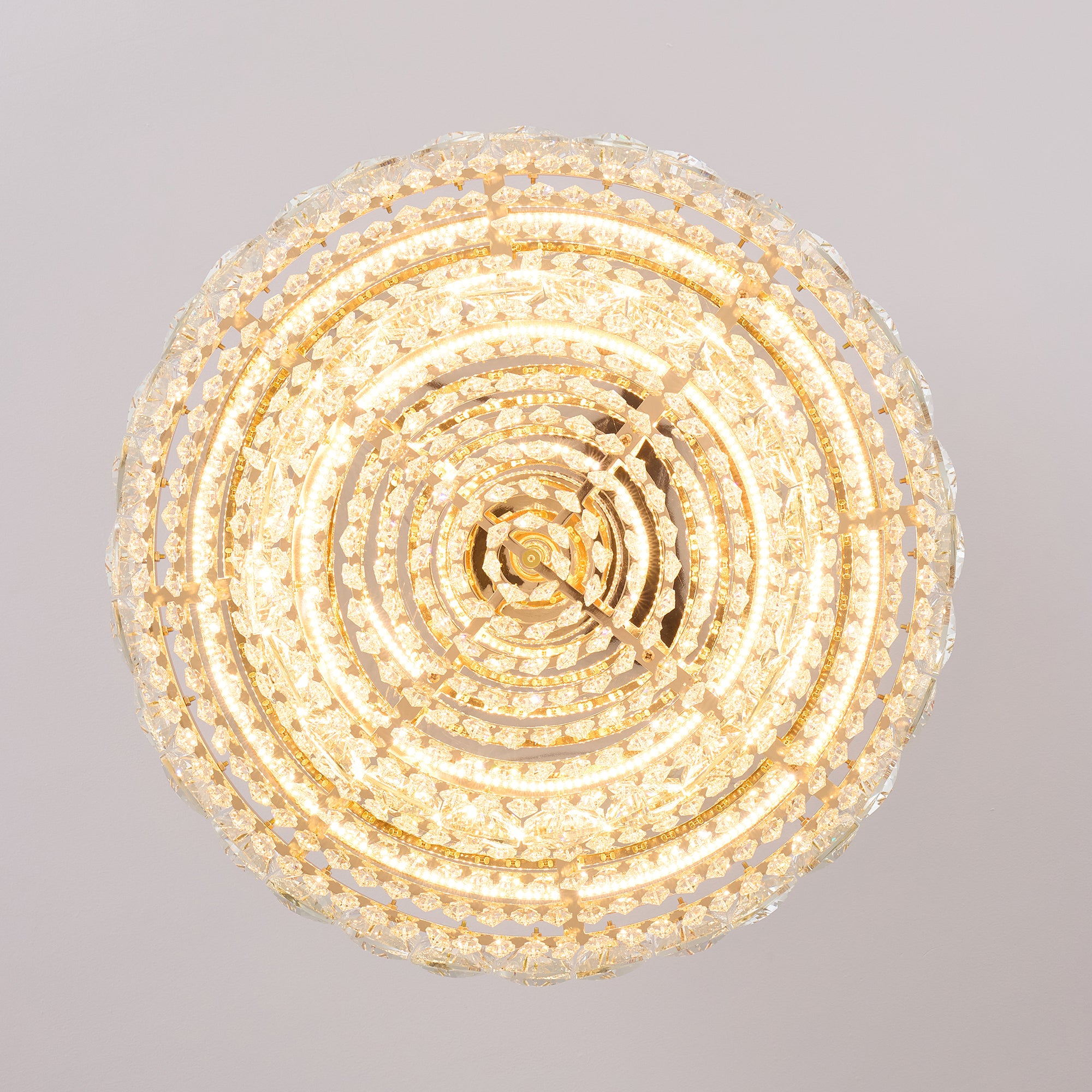 Corvenza Modern Luxury Gold Crystal Tiered Round Chandelier