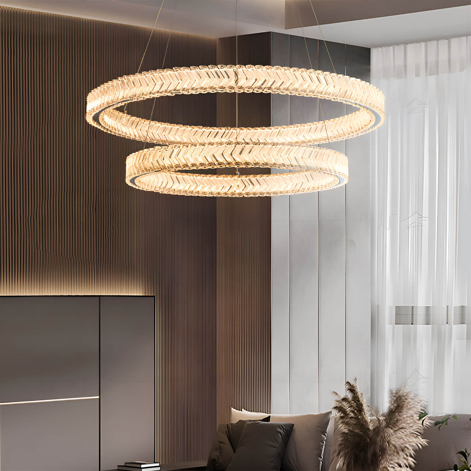 Crystal Ring Chandelier 2-Tier LED Ring Chandelier-living-room-2|Sofary