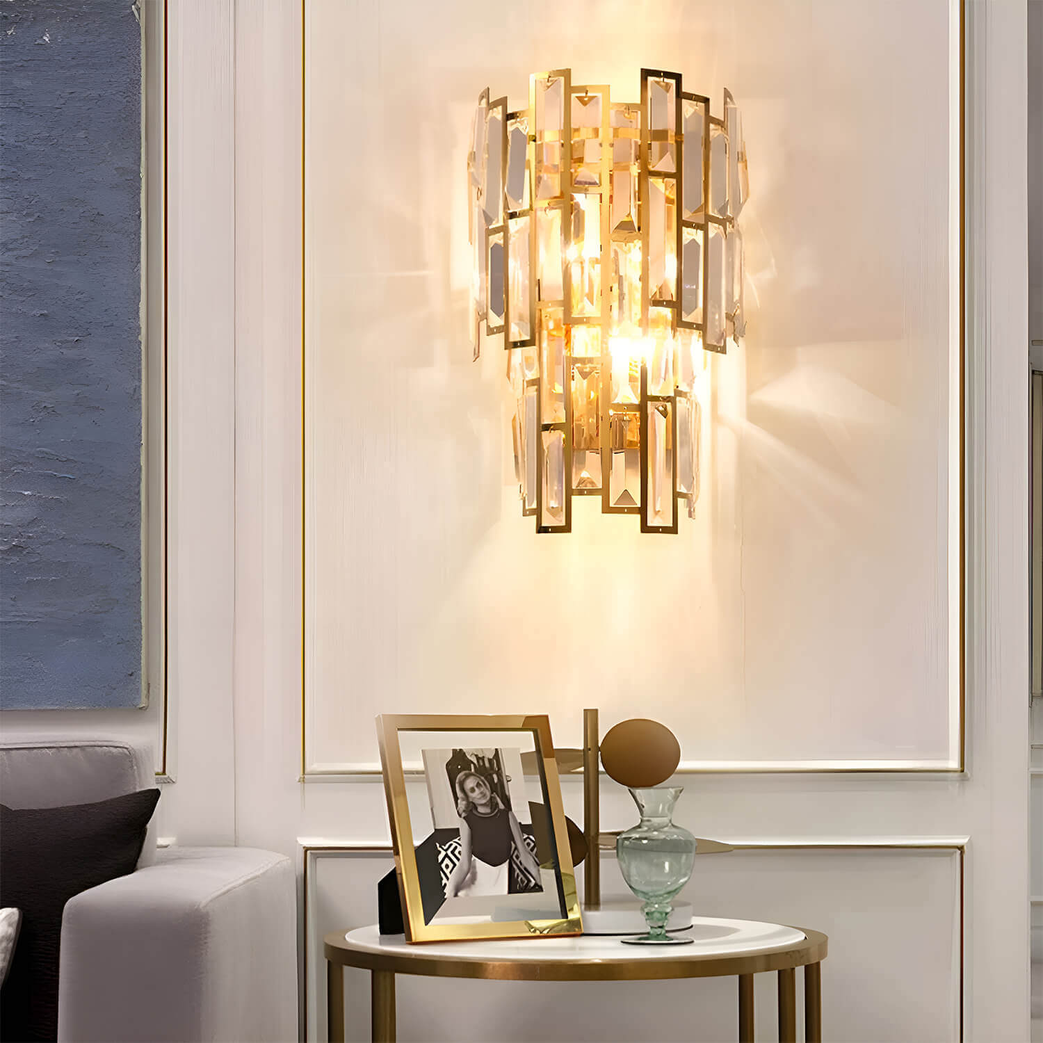 Postmodern Elegant Art Gold Crystal Wall Sconce Lamp for Indoor-detail5 |Sofary Lighting