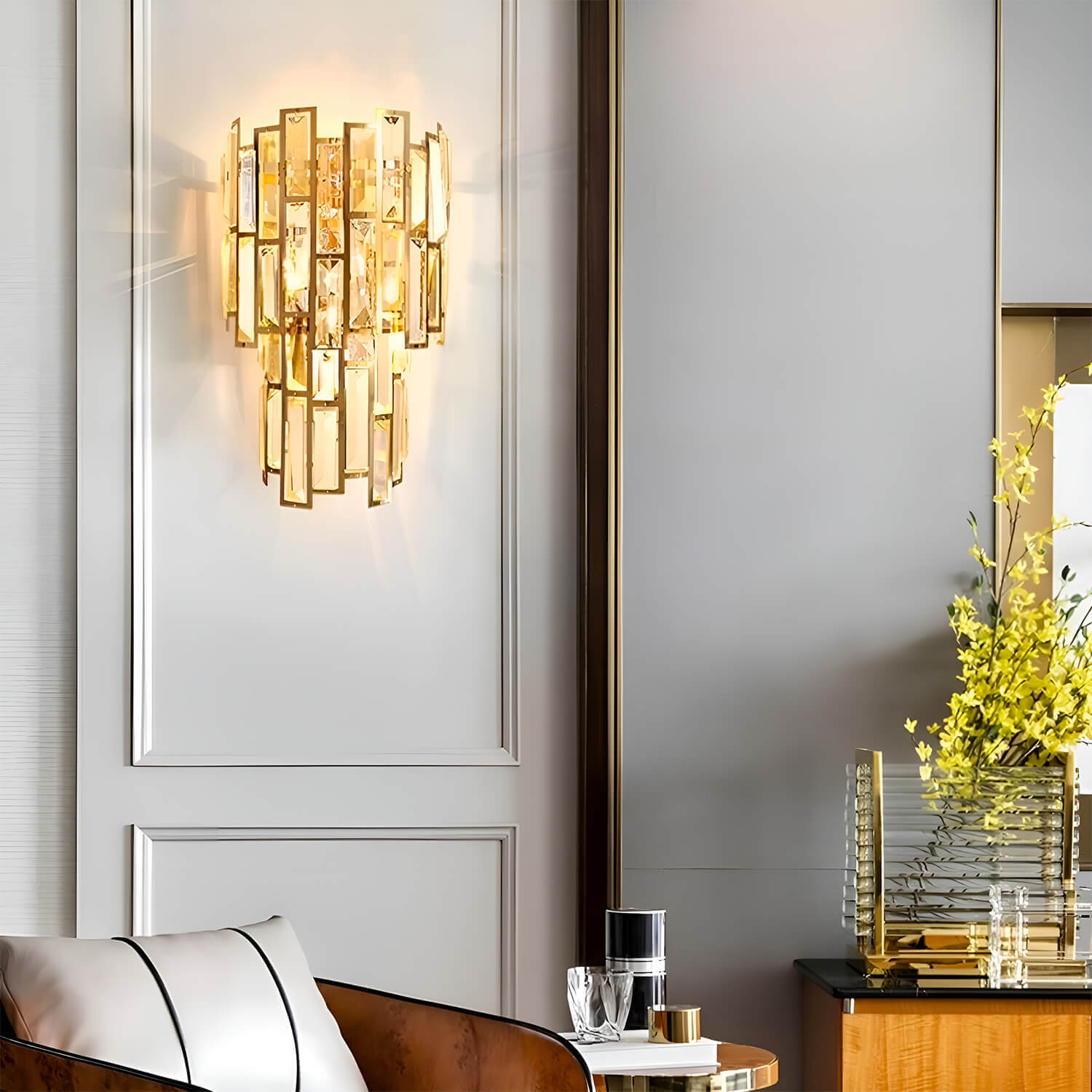 Postmodern Elegant Art Gold Crystal Wall Sconce Lamp for Indoor-livingroom-2 |Sofary Lighting