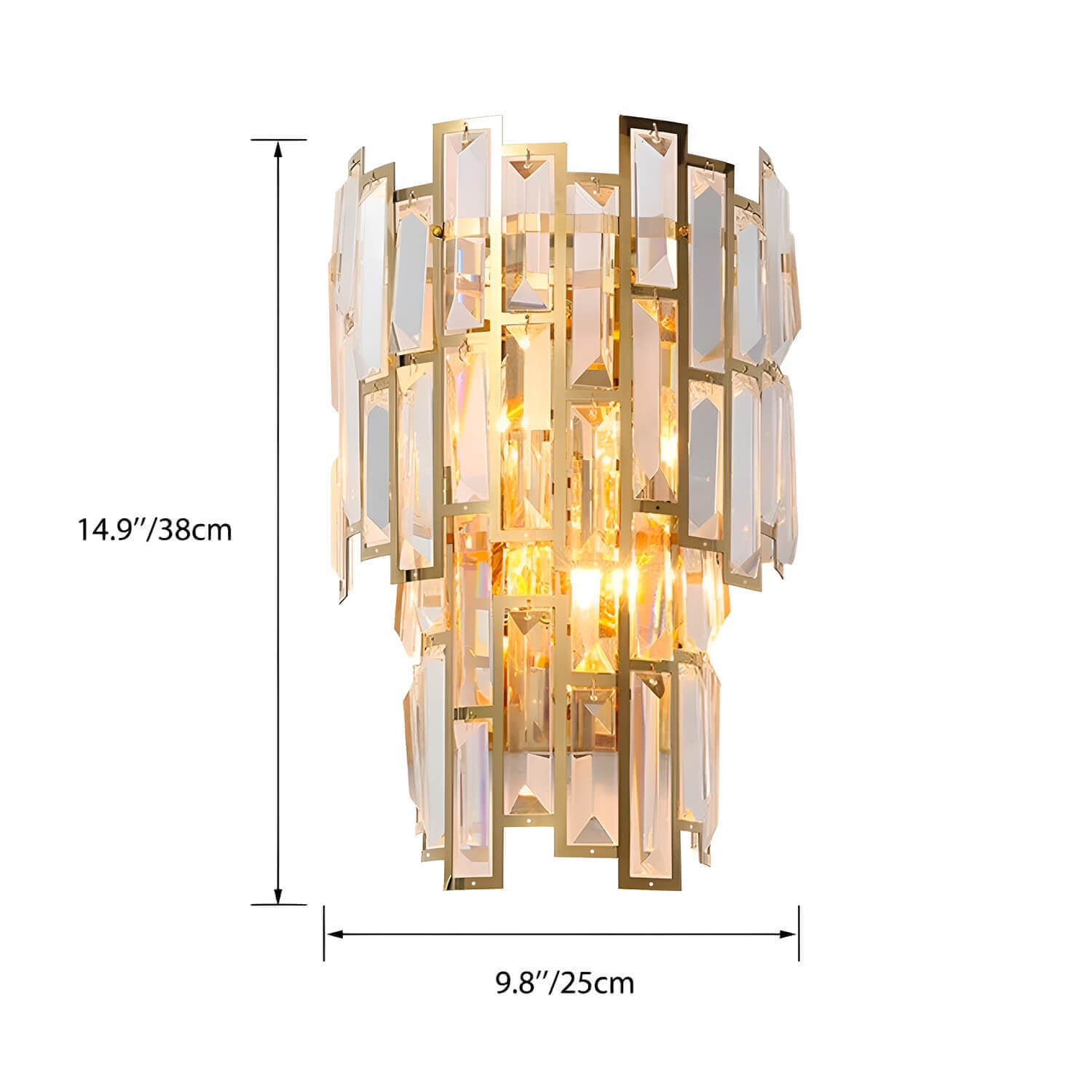 Postmodern Elegant Art Gold Crystal Wall Sconce Lamp for Indoor-size |Sofary Lighting