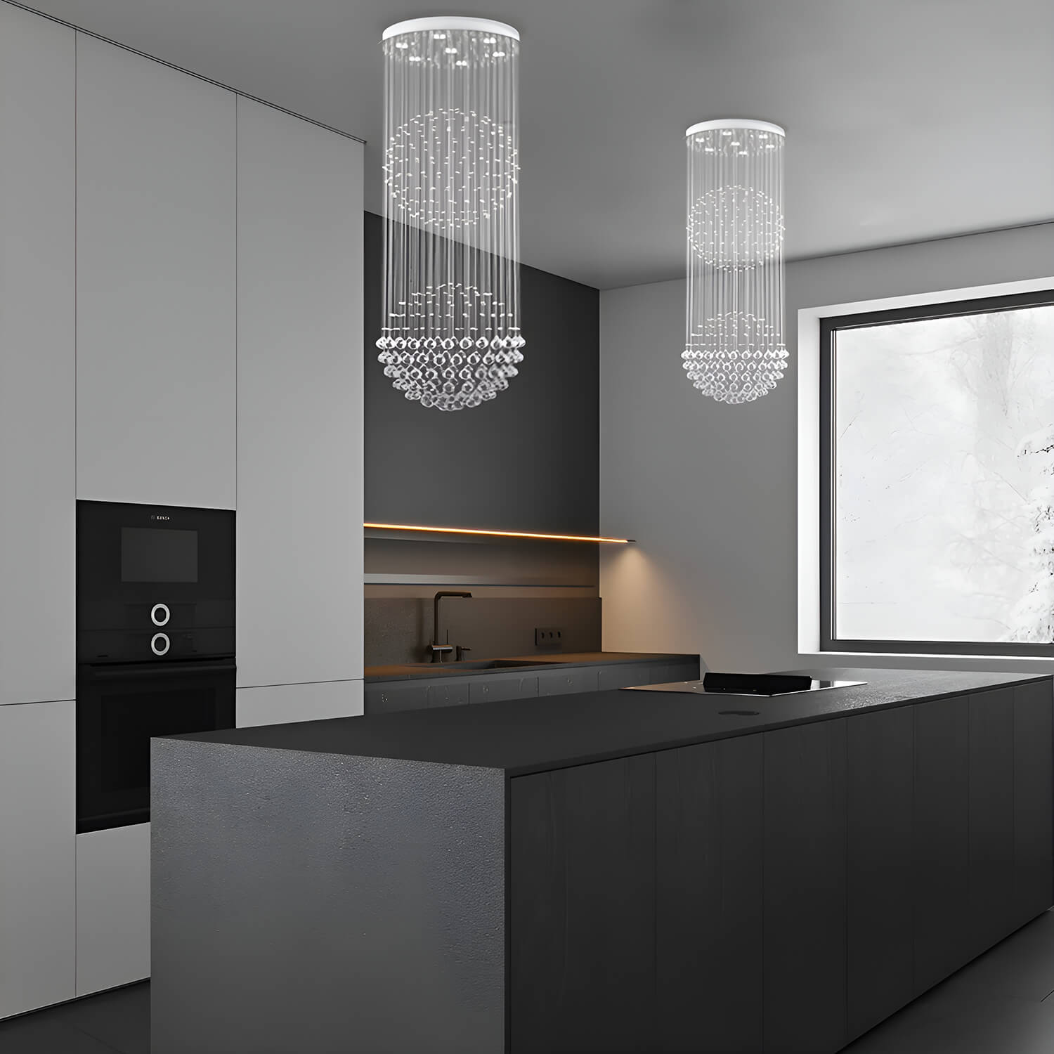 Double Sphere Raindrop Crystal Chandelier-dining room|Sofary