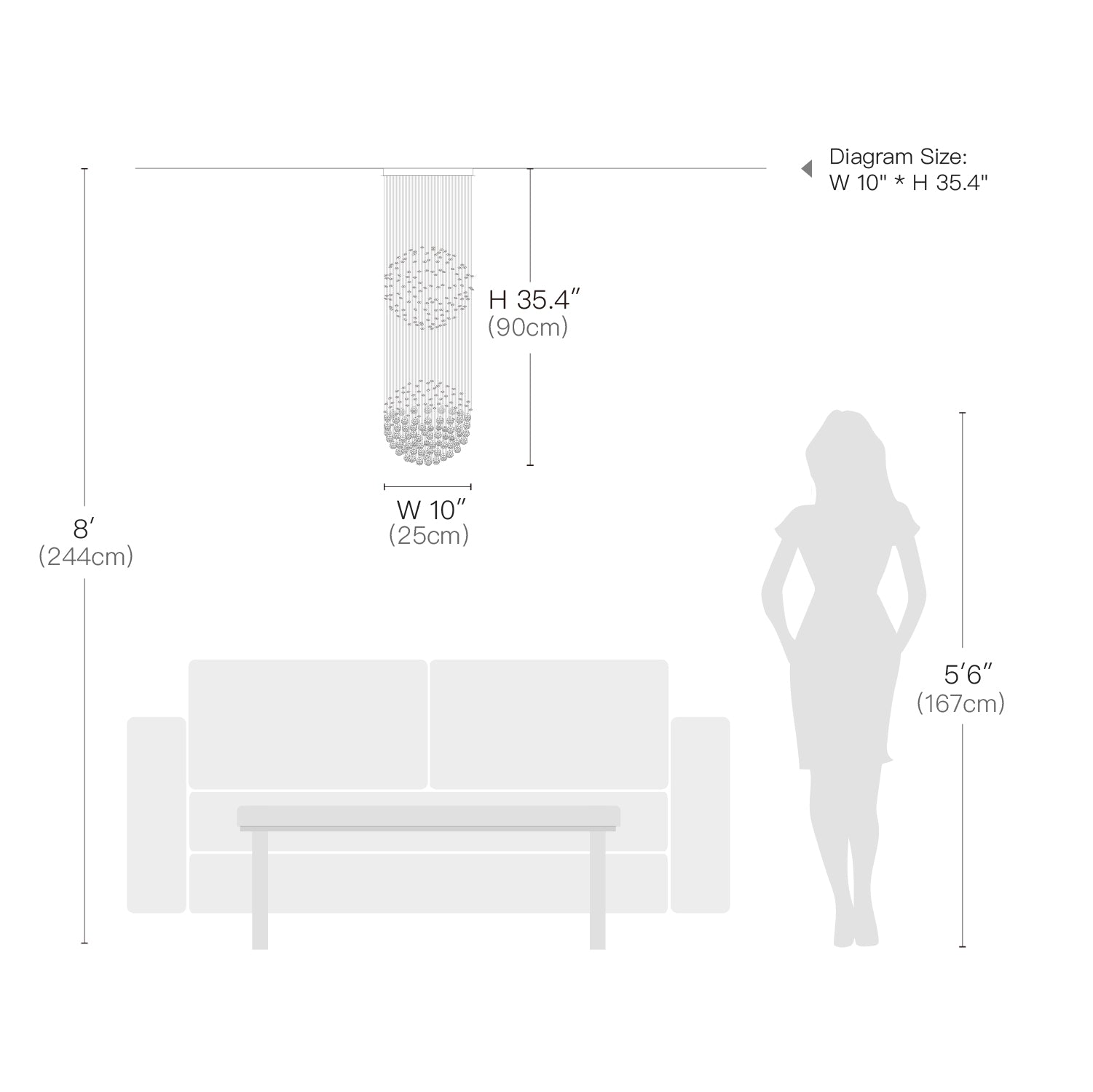 Double Sphere Raindrop Crystal Chandelier for Foyer - Size | Sofary Lighting