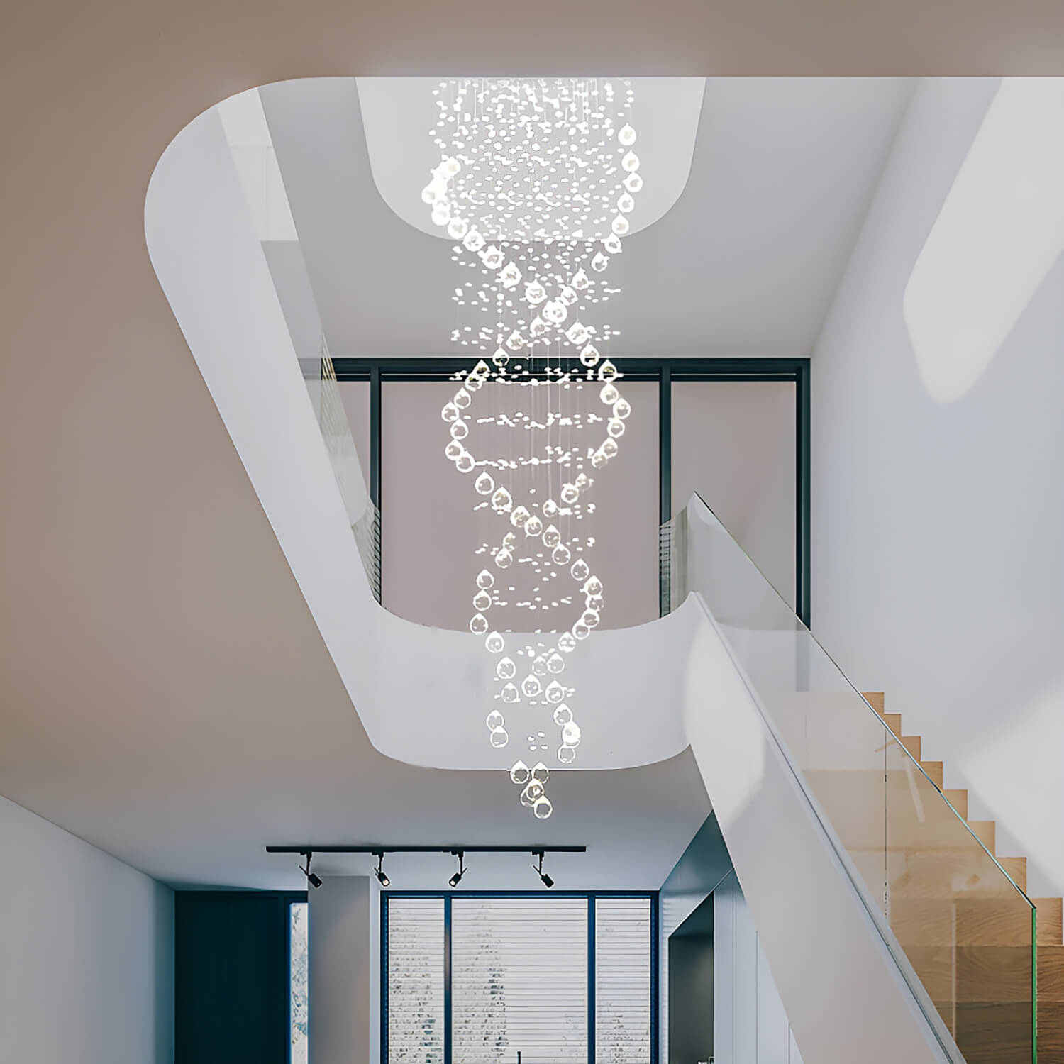 Double Spiral Modern Raindrop Chandelier - Staircase Chandelier-Staircase-1 |Sofary