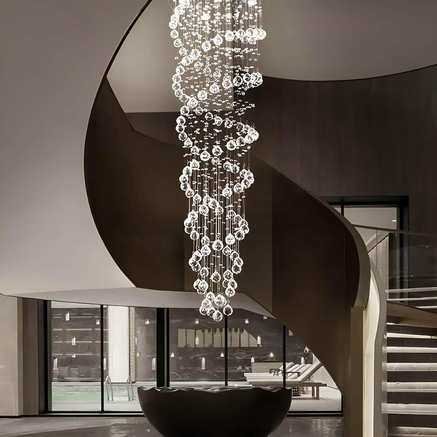 Double Spiral Modern Raindrop Chandelier - Staircase Chandelier-Staircase-2 |Sofary