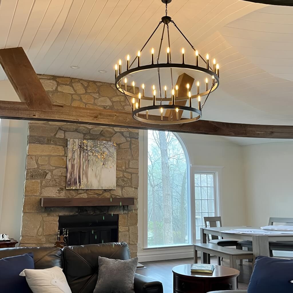 DoubleTier Iron Chandelier Industrial Rustic Lighting Sofary Lighting