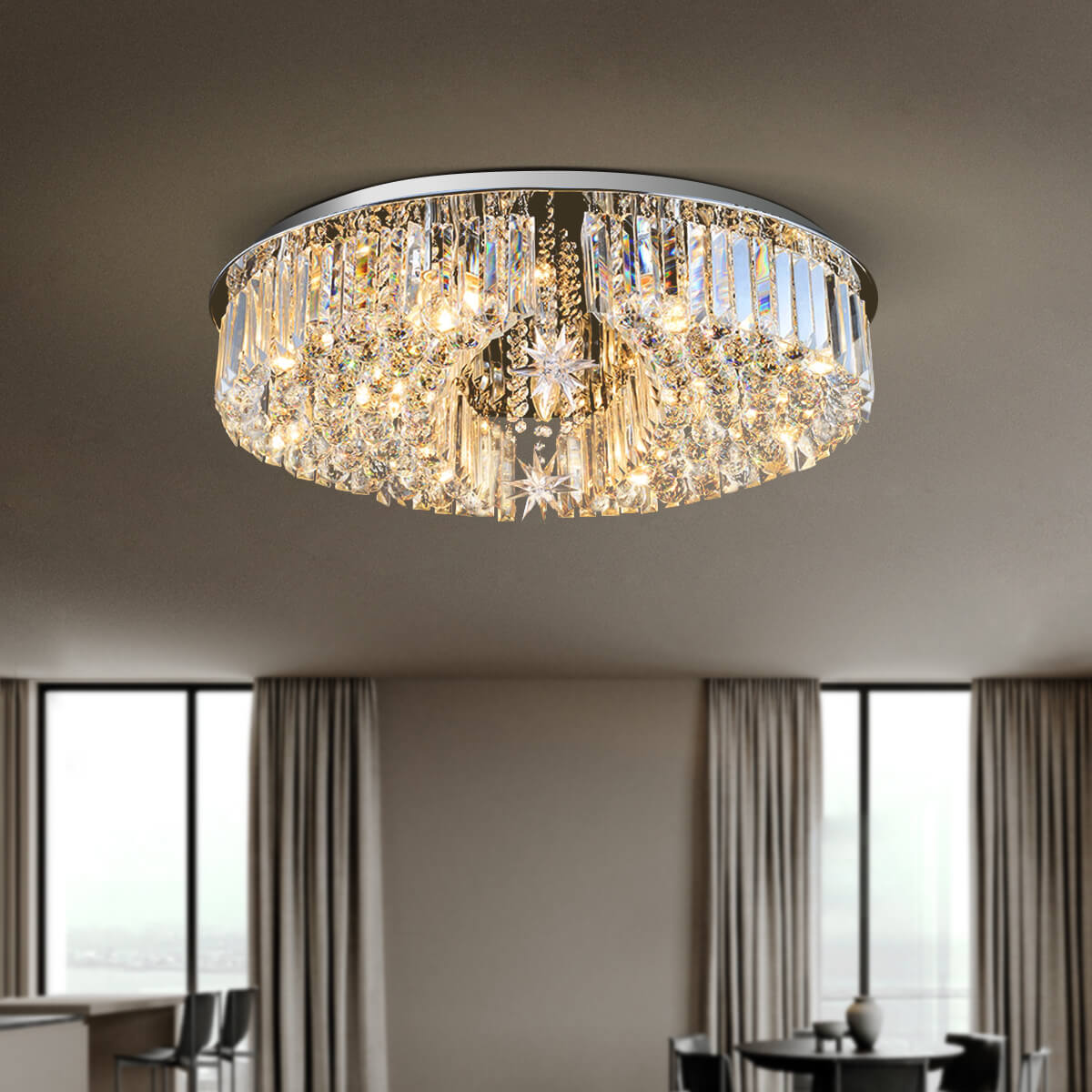Elegant Moons and Stars Crystal Chandelier - Ceiling Light
