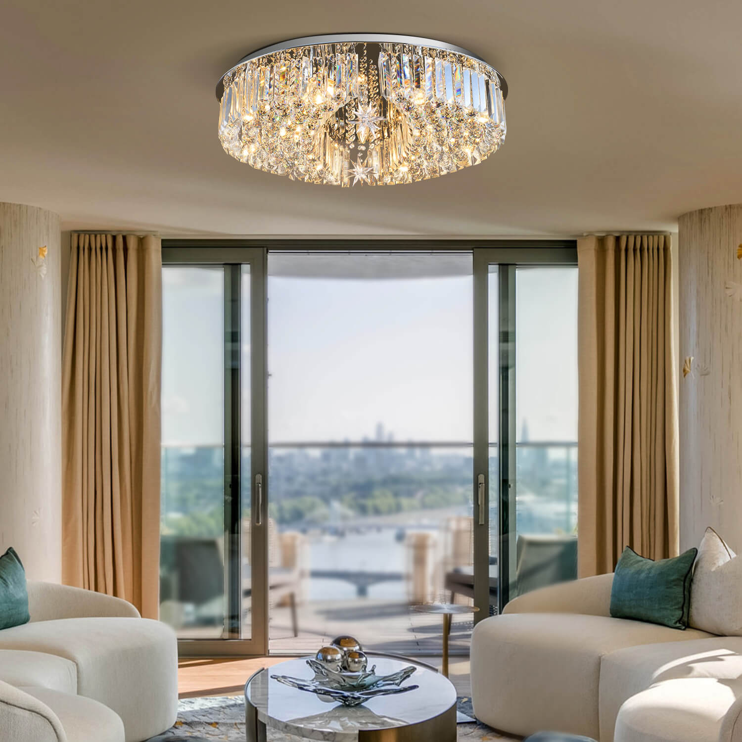 Elegant Moons and Stars Crystal Chandelier - Ceiling Light