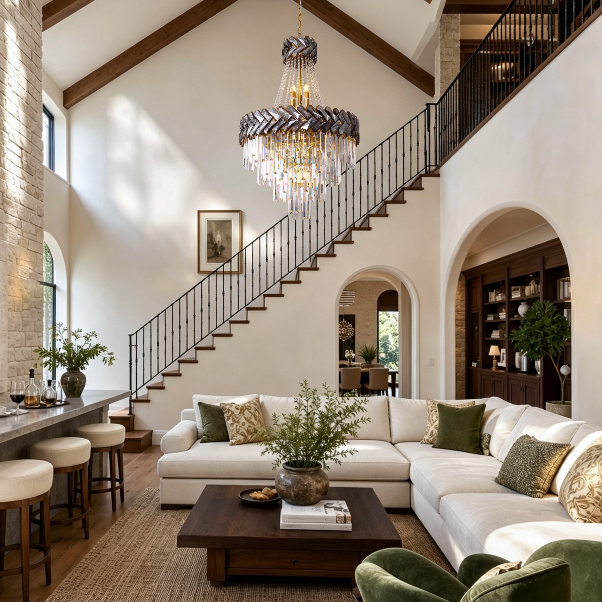 elowen-modern-luxury-black-gold-crystal-tiered-chandelier-stairs-daily