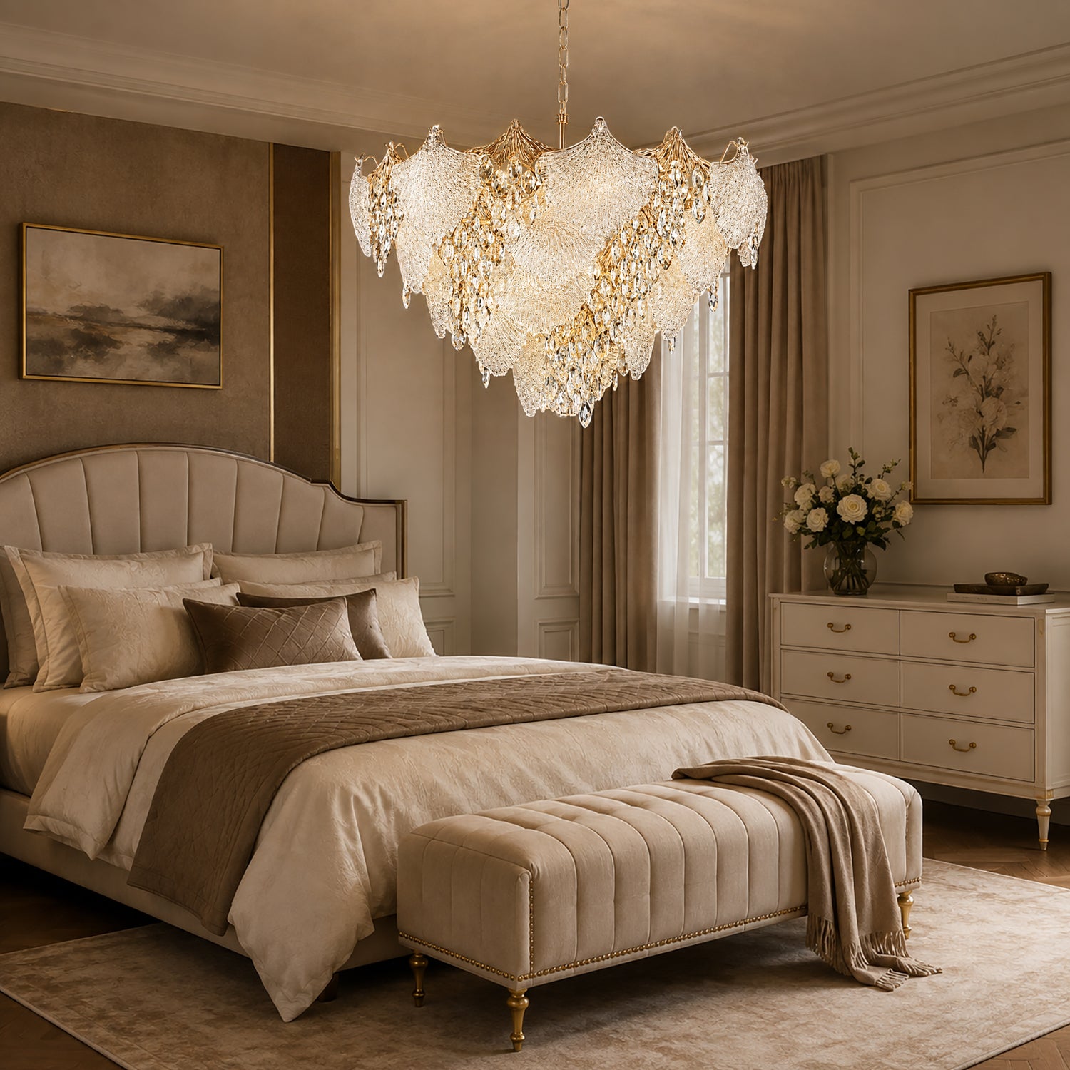 elowenne-luxury-gold-glass-leaf-k9-crystal-cascade-chandelier-bedroom-sofary-lighting