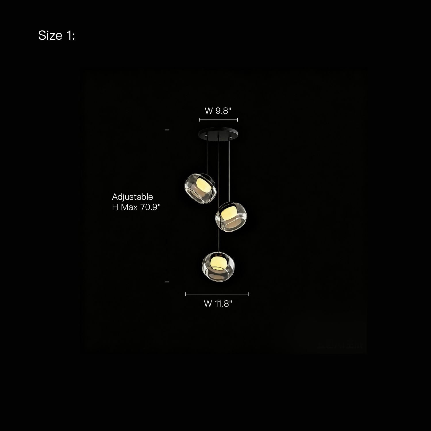 Ethereal Chandelier Size 1 — Width 9.8 inches, Adjustable Height up to 70.9 inches — ideal for small foyers, powder rooms, or narrow stairwells | Sofary Lighting