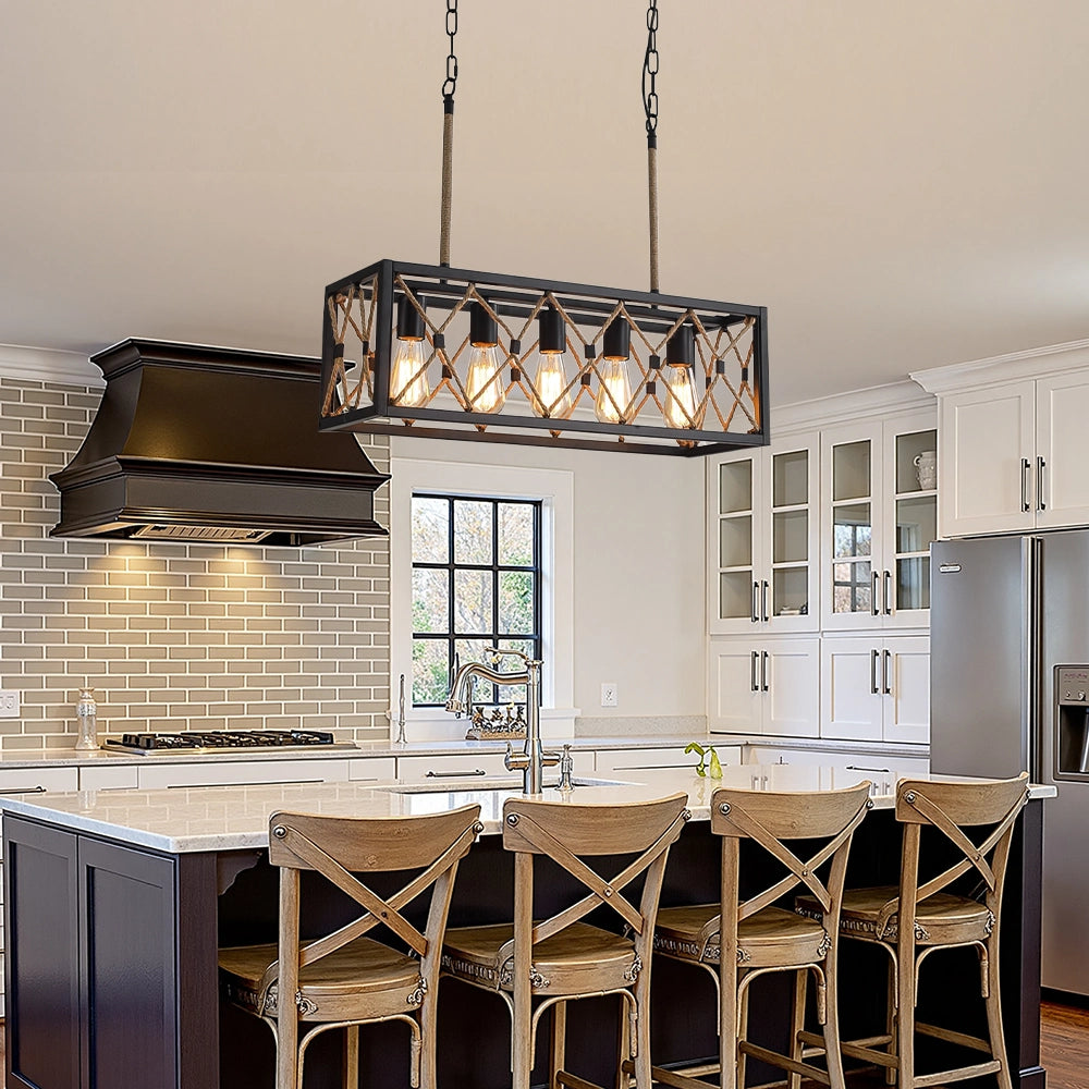 farmhouse-rustic-linear-chandelier-in-kitchen-island-ch359-202509-sofary-lighting