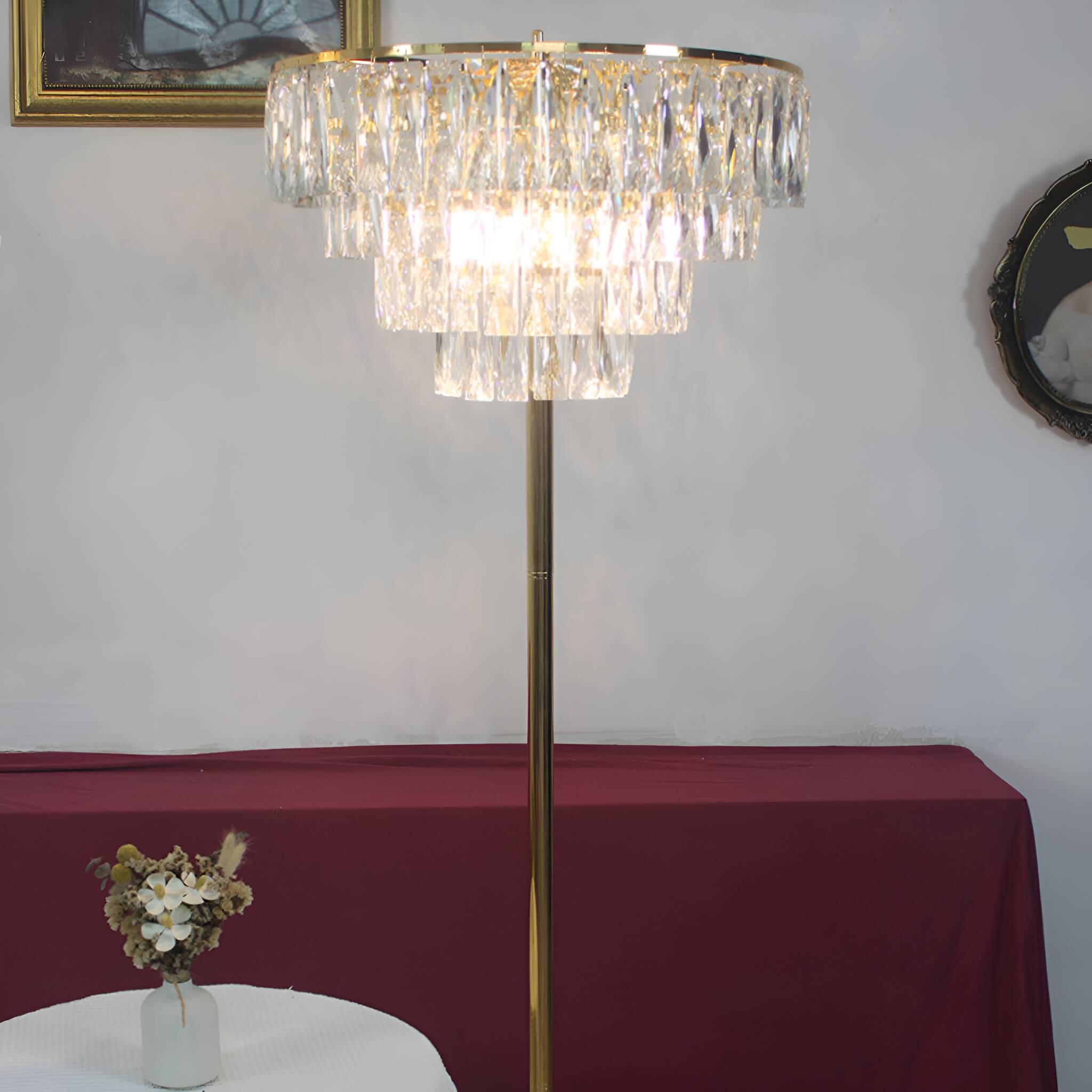 French Luxe Crystal Floor Lamp for Living Room and Bedroom -table-side|Sofary