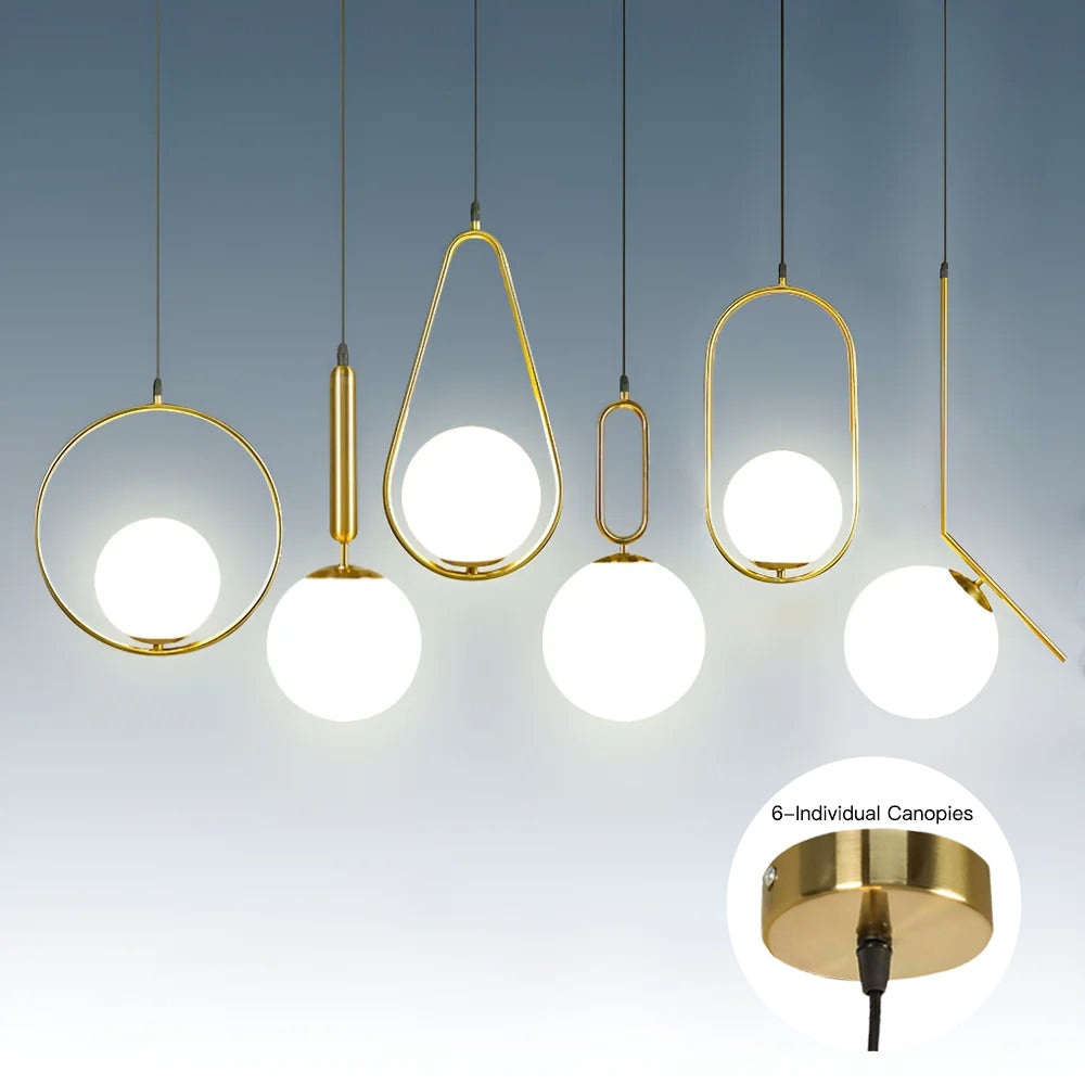 Glass Pendant Round Light in Modern Minimalist Style-combination|Sofary