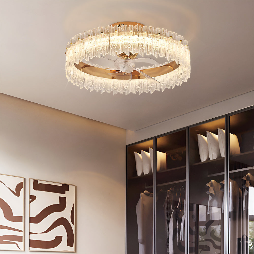 Gold Crystal Oscillating Ceiling Fan Light-bedroom-1 | Sofary Lighting