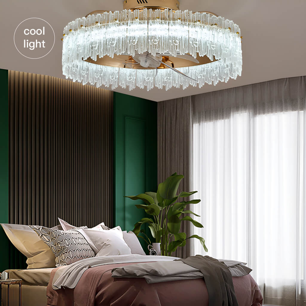 Gold Crystal Oscillating Ceiling Fan Light bedroom-1 | Sofary Lighting