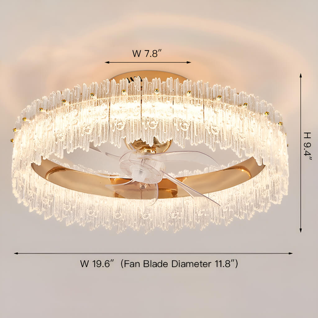 Gold Crystal Oscillating Ceiling Fan Light bedroom size | Sofary Lighting