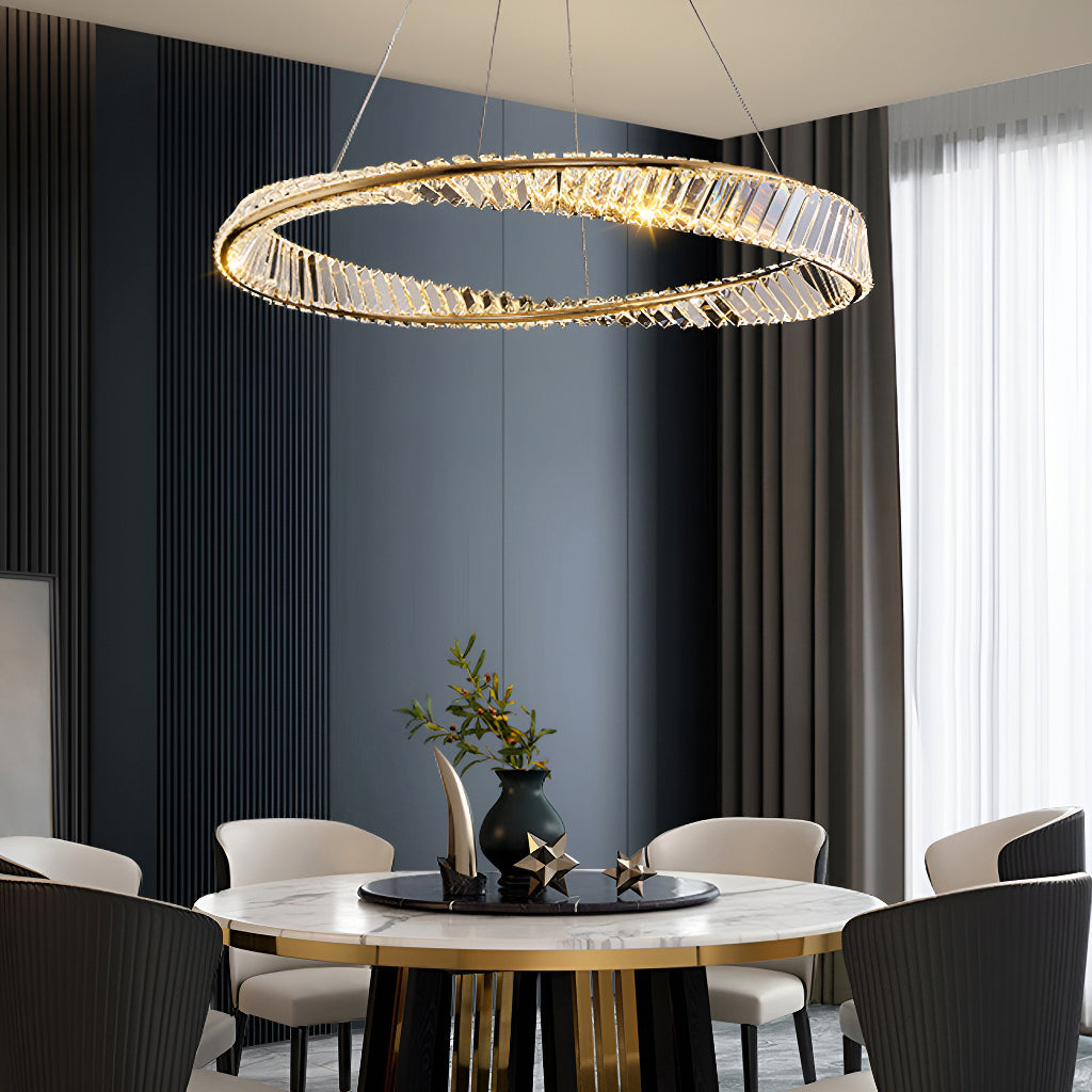 Gold Irregular Ring Crystal Pendant Led Lamp-dining-room-2|Sofary