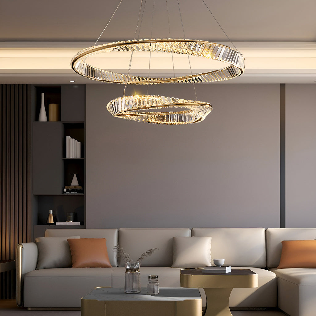 Gold Irregular Ring Crystal Pendant Led Lamp-living-room-2|Sofary