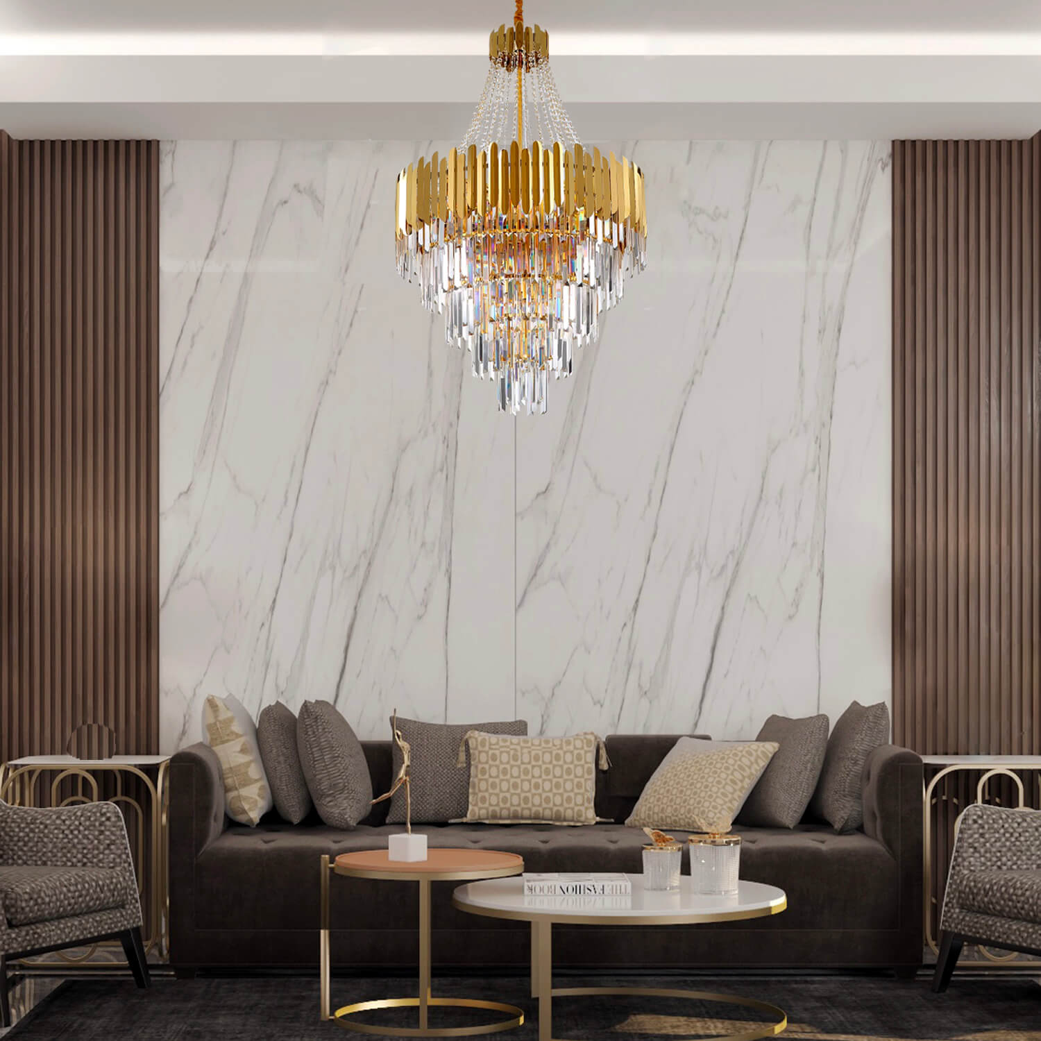 Golden Modern Luxury Crystal Chandelier living-room |Sofary