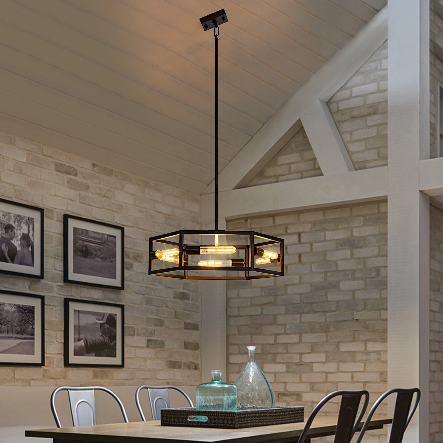 hexagon-industrial-black-lantern-drum-chandelier-ch396-20250606-sofary-lighting