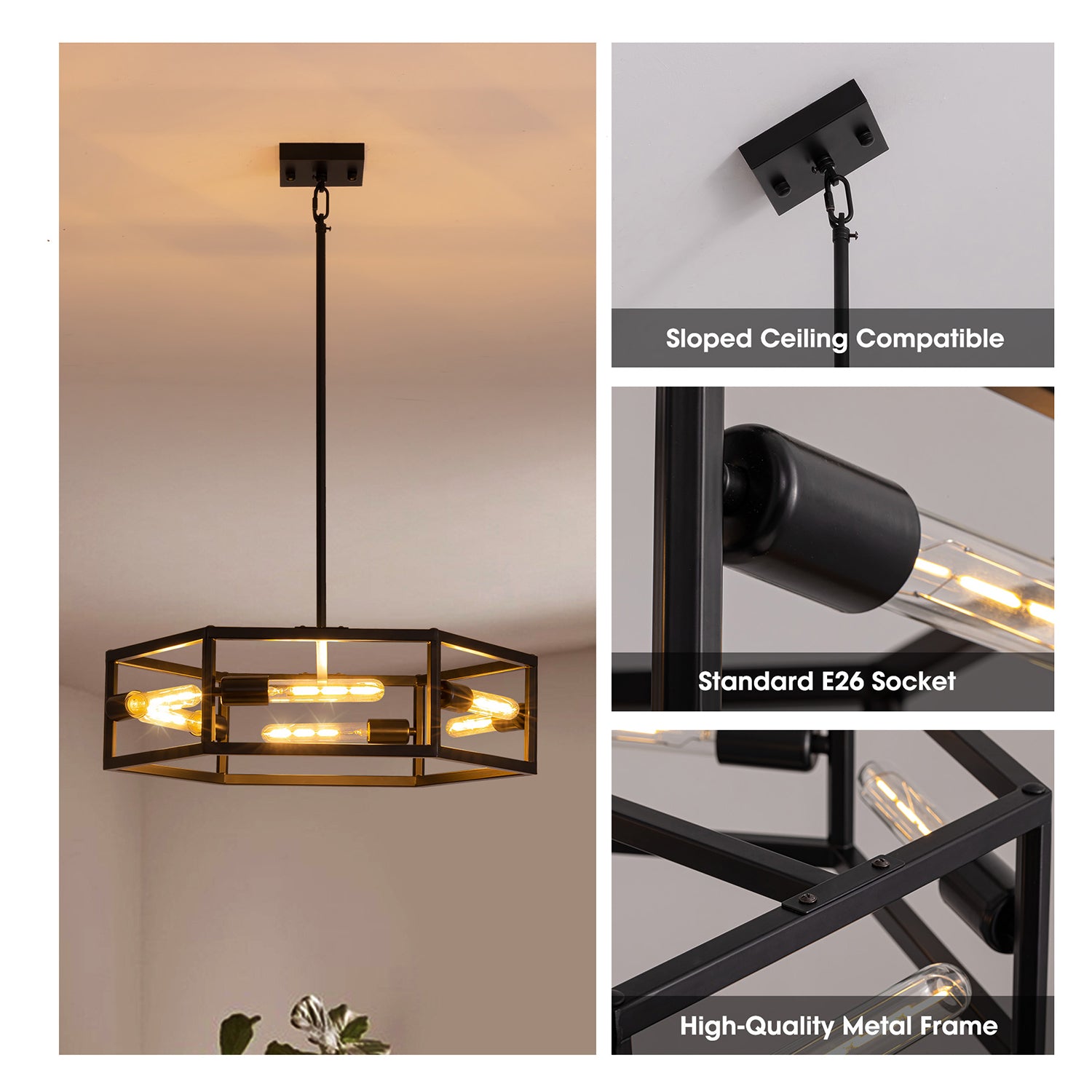 hexagon-industrial-black-lantern-drum-chandelier-ch396-20250606-sofary-lighting