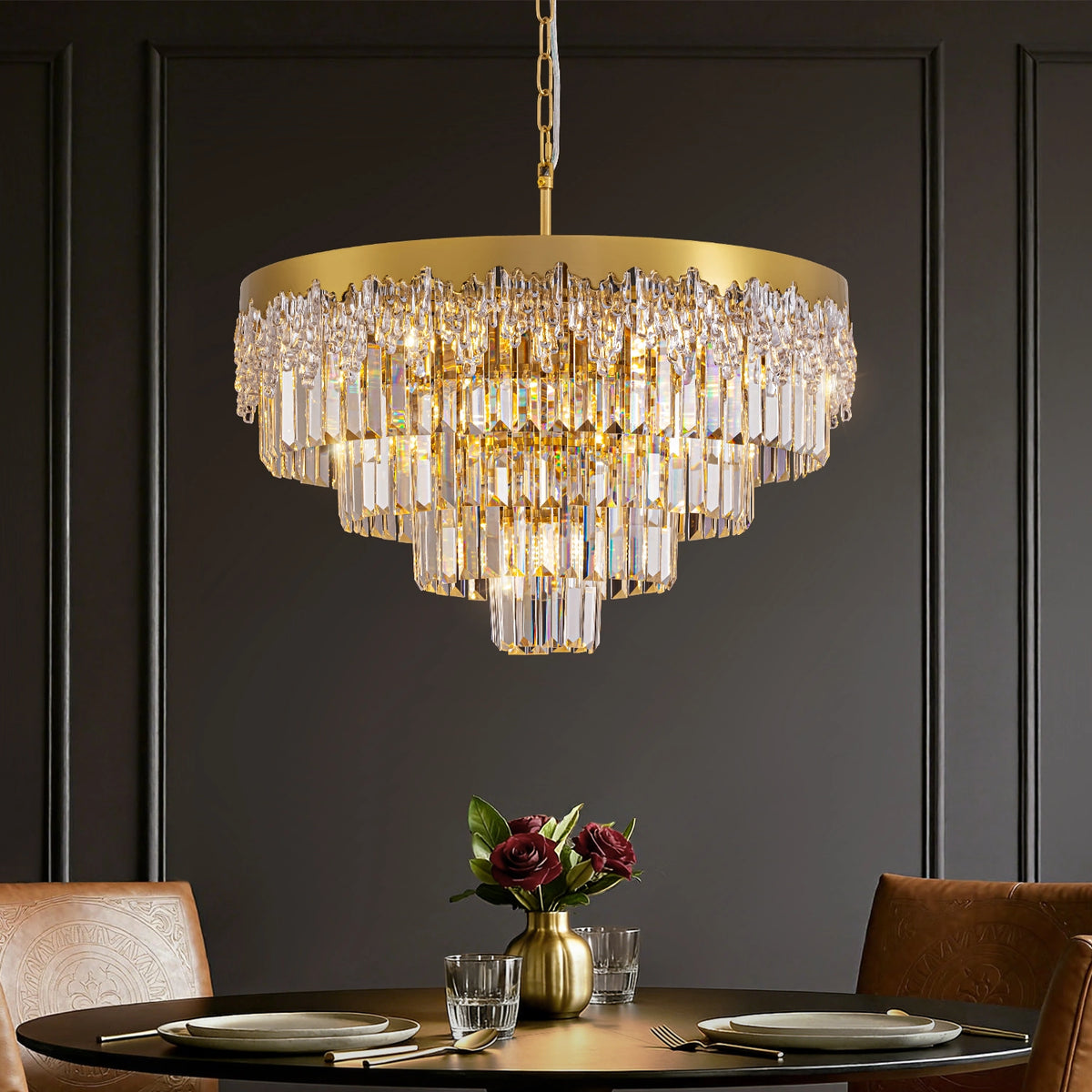 Luxury Multi‑Tier Gold Crystal Chandelier — Elegant Modern Statement ...