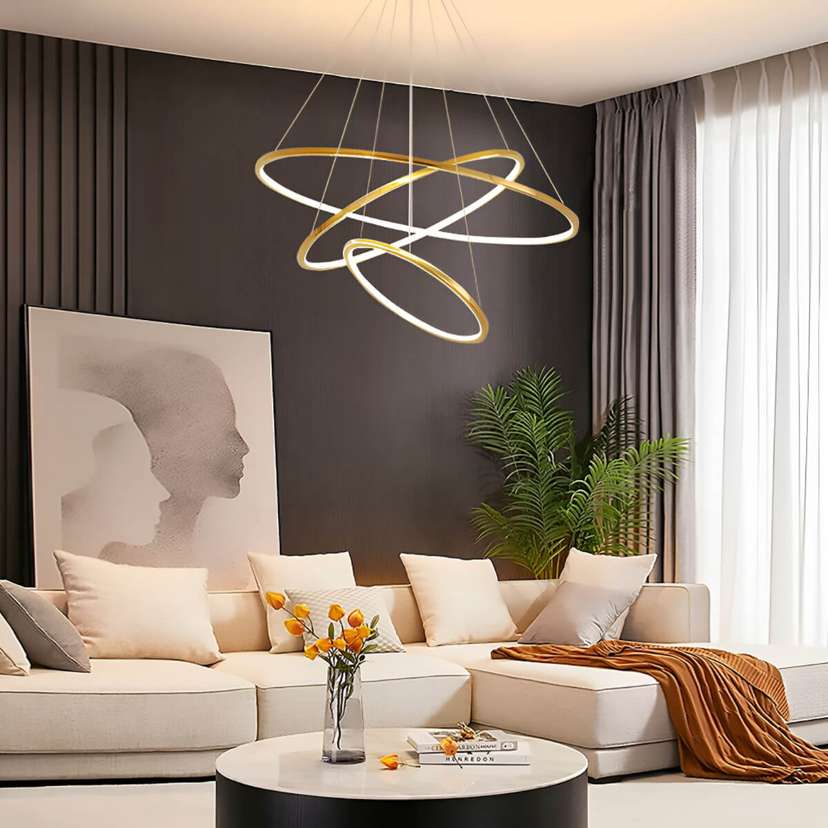 Luxurious Stainless Steel Chandelier for Duplex Living Spaces: Elevate Your Home with Minimalist Elegance-living-room-3 |Sofary