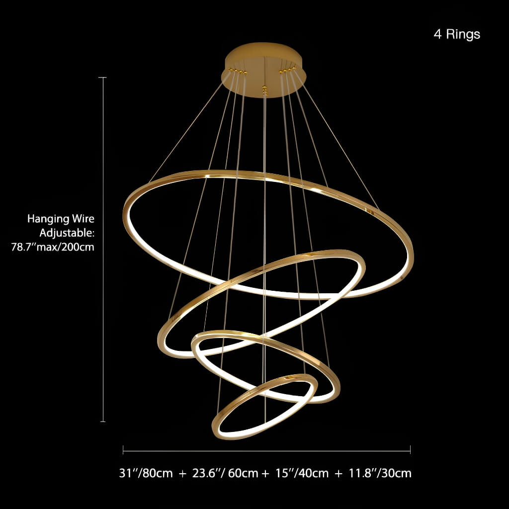 Luxurious Stainless Steel Chandelier for Duplex Living Spaces: Elevate Your Home with Minimalist Elegancesize-4-rings |Sofary