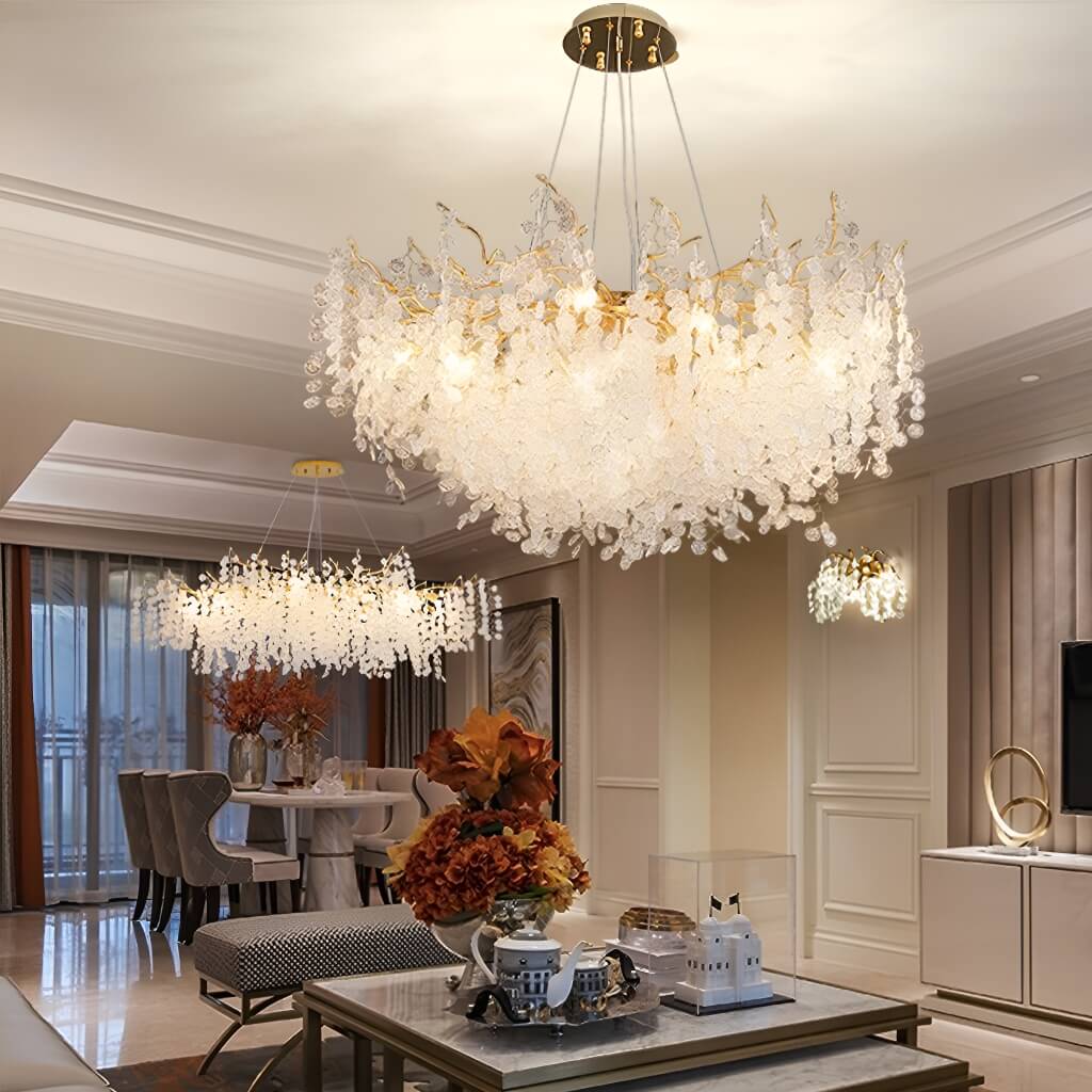 View of Luxury French Chandelier Money Tree Living Room | Sofary Lighting