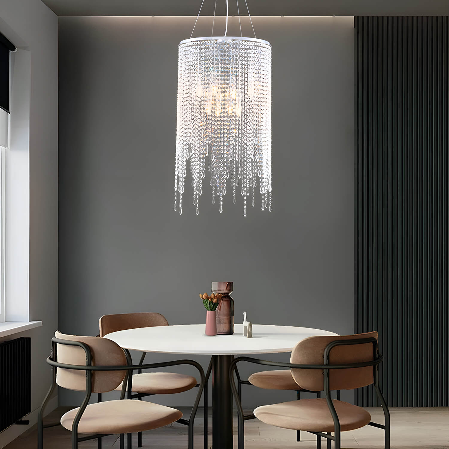 Luxury Linear Round Contemporary Island Crystal Chandelier-dining room-2|Sofary