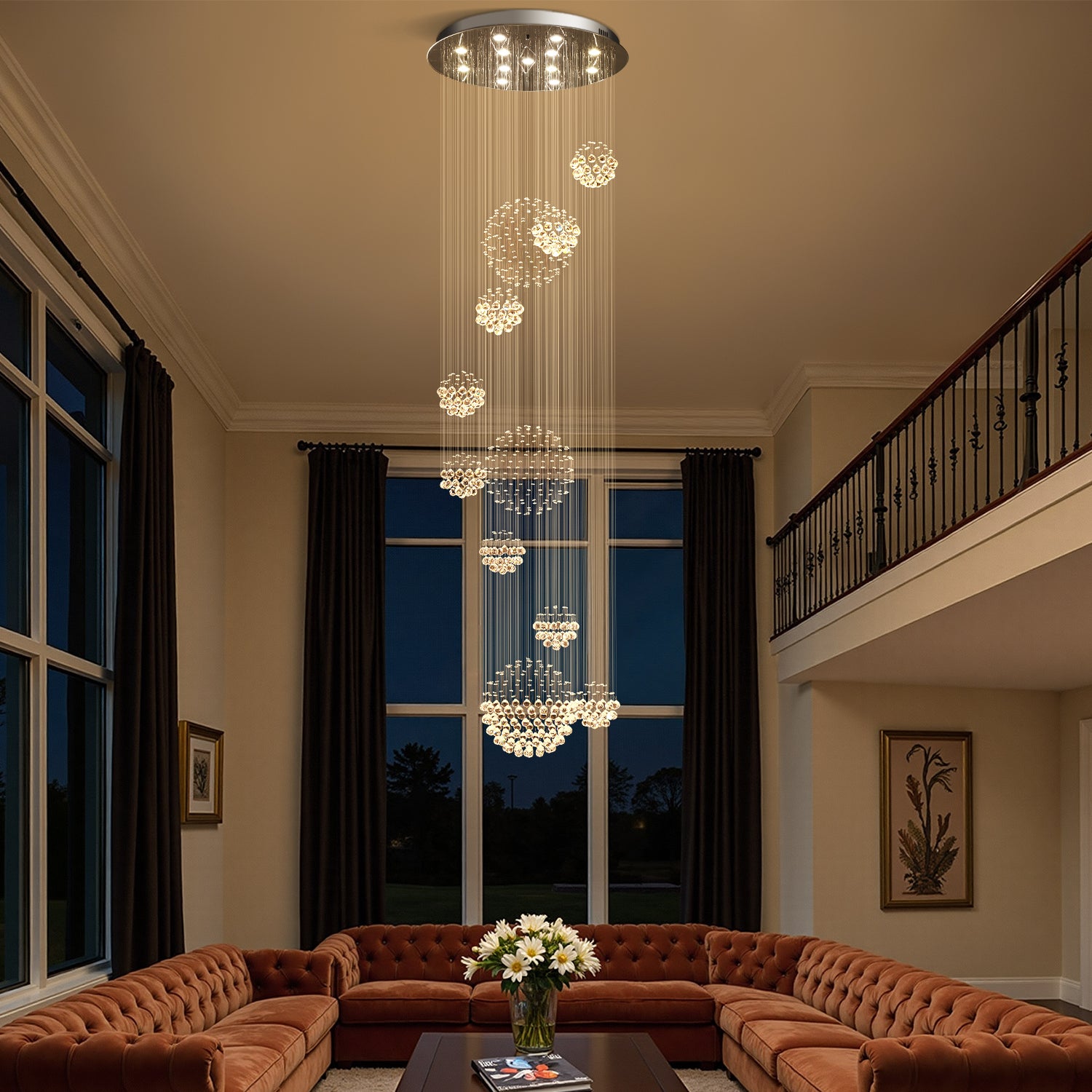 Luxury Solar System Spiral Raindrop Chandelier For Foyer and Entryway |Sofary