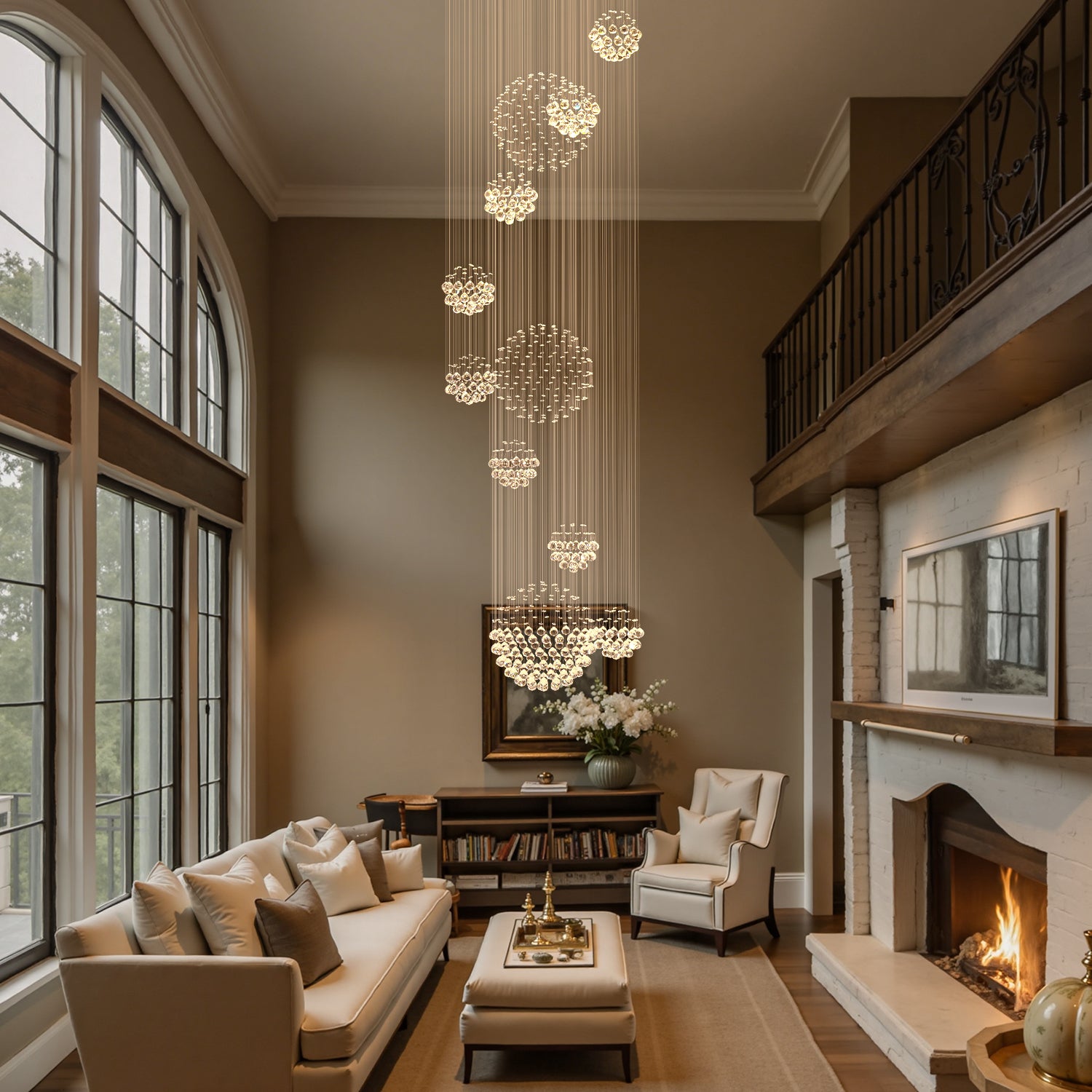 Solar System Modern Luxury Chrome K9 Crystal Spiral Raindrop Chandelier