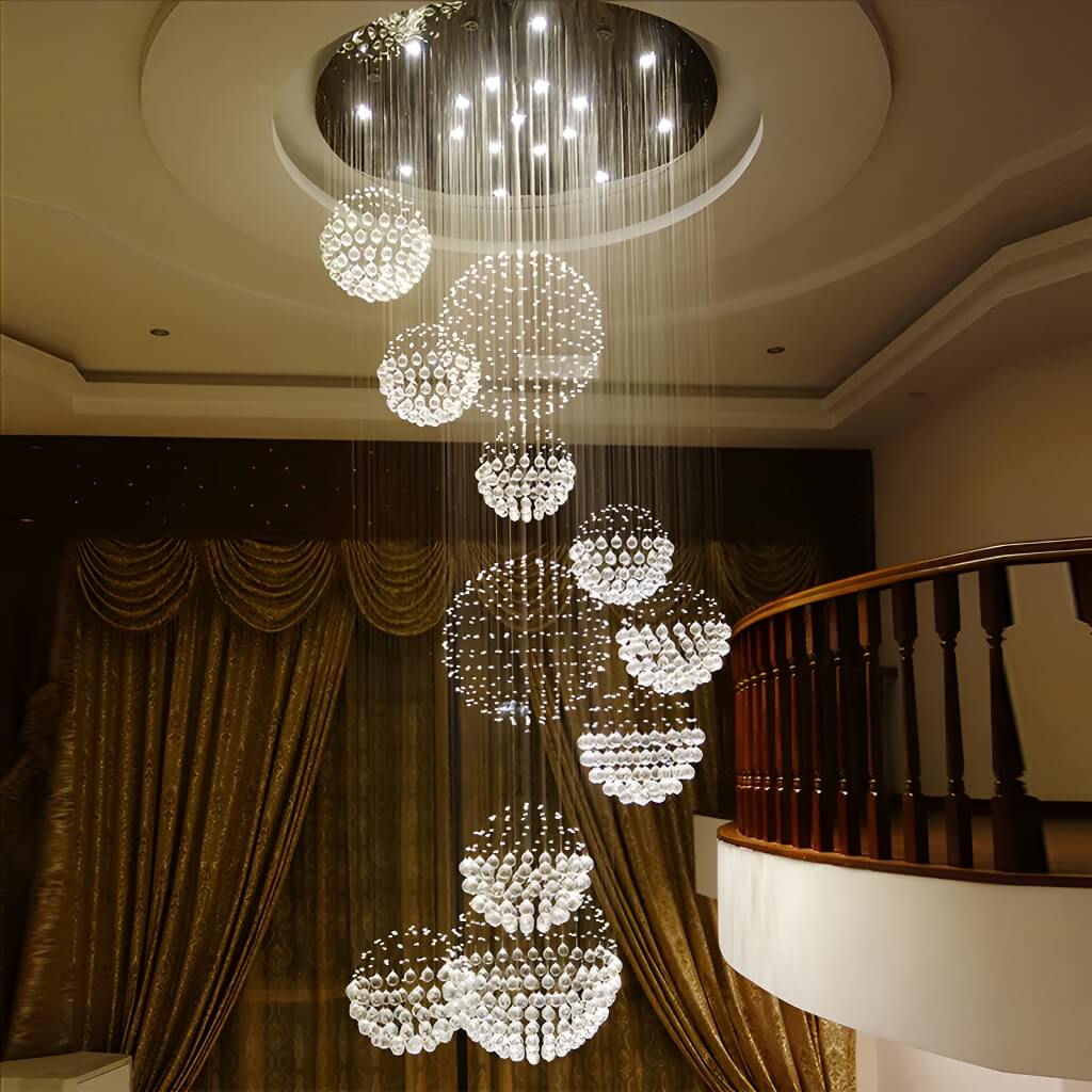 Luxury Solar System Spiral Raindrop Chandelier For Foyer and Entryway |Sofary
