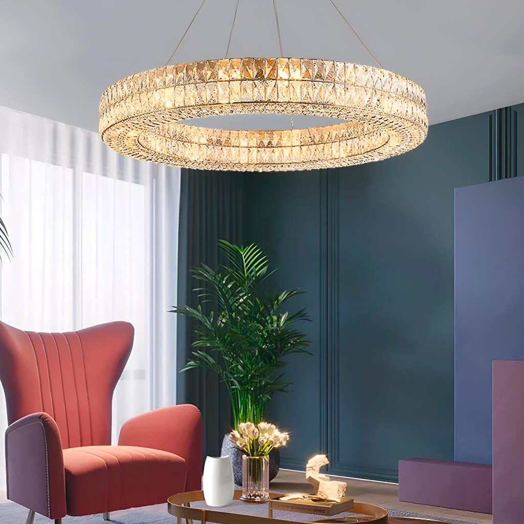 Luxury Style One Ring Crystal Chandelier - Living room | Sofary Lighting