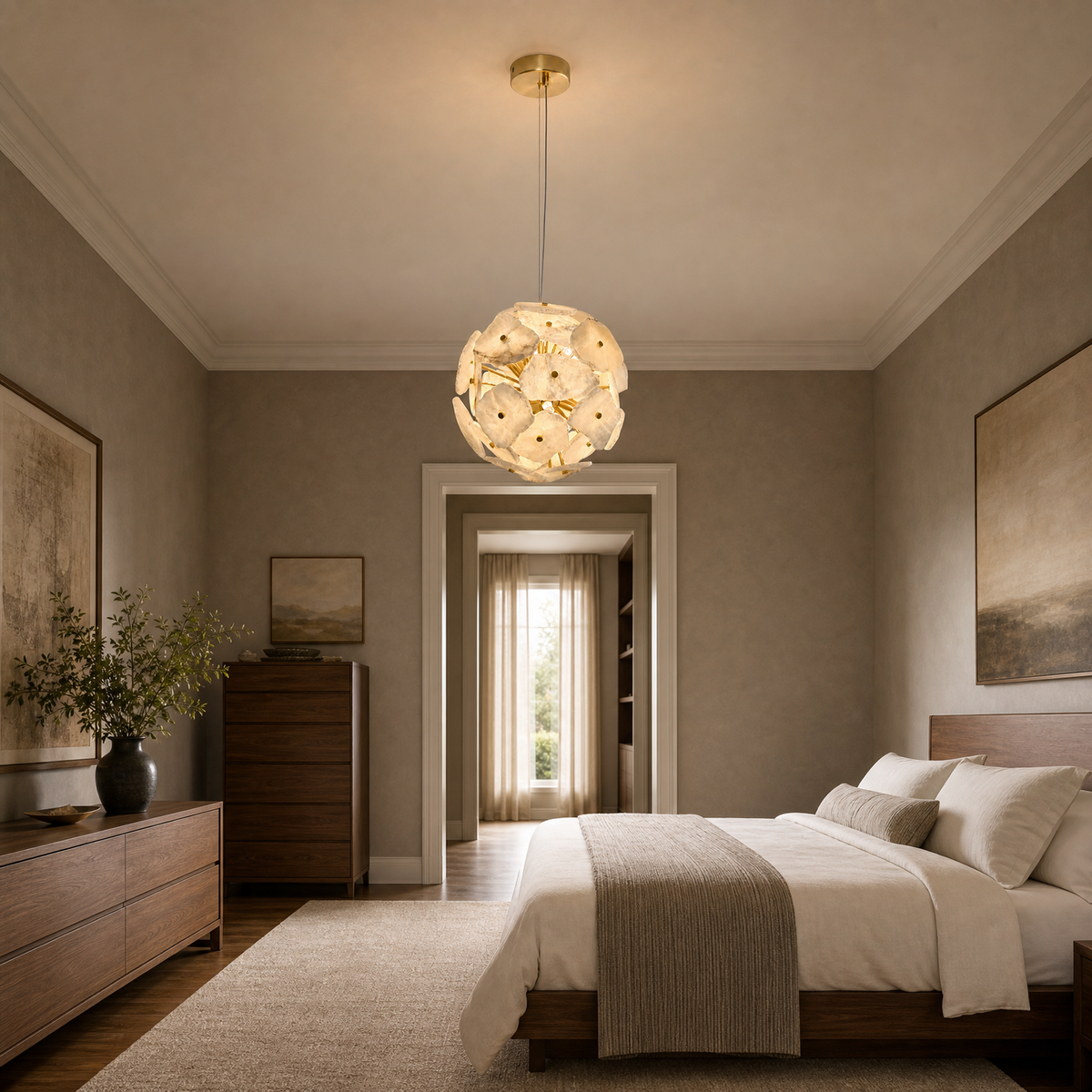maravelle gold alabaster sphere chandelier bedroom
